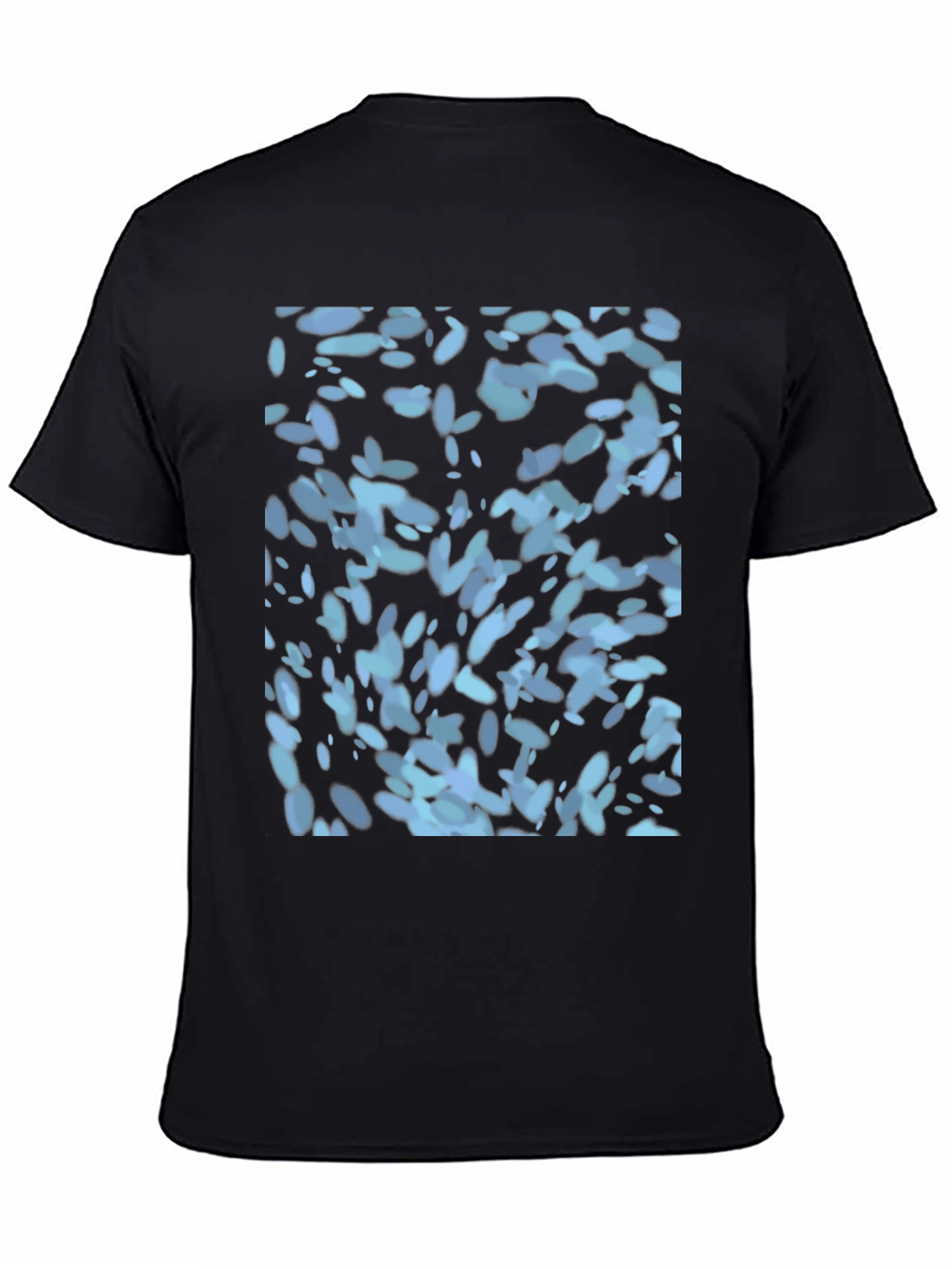 Abstract Blue Pattern Black T-Shirt