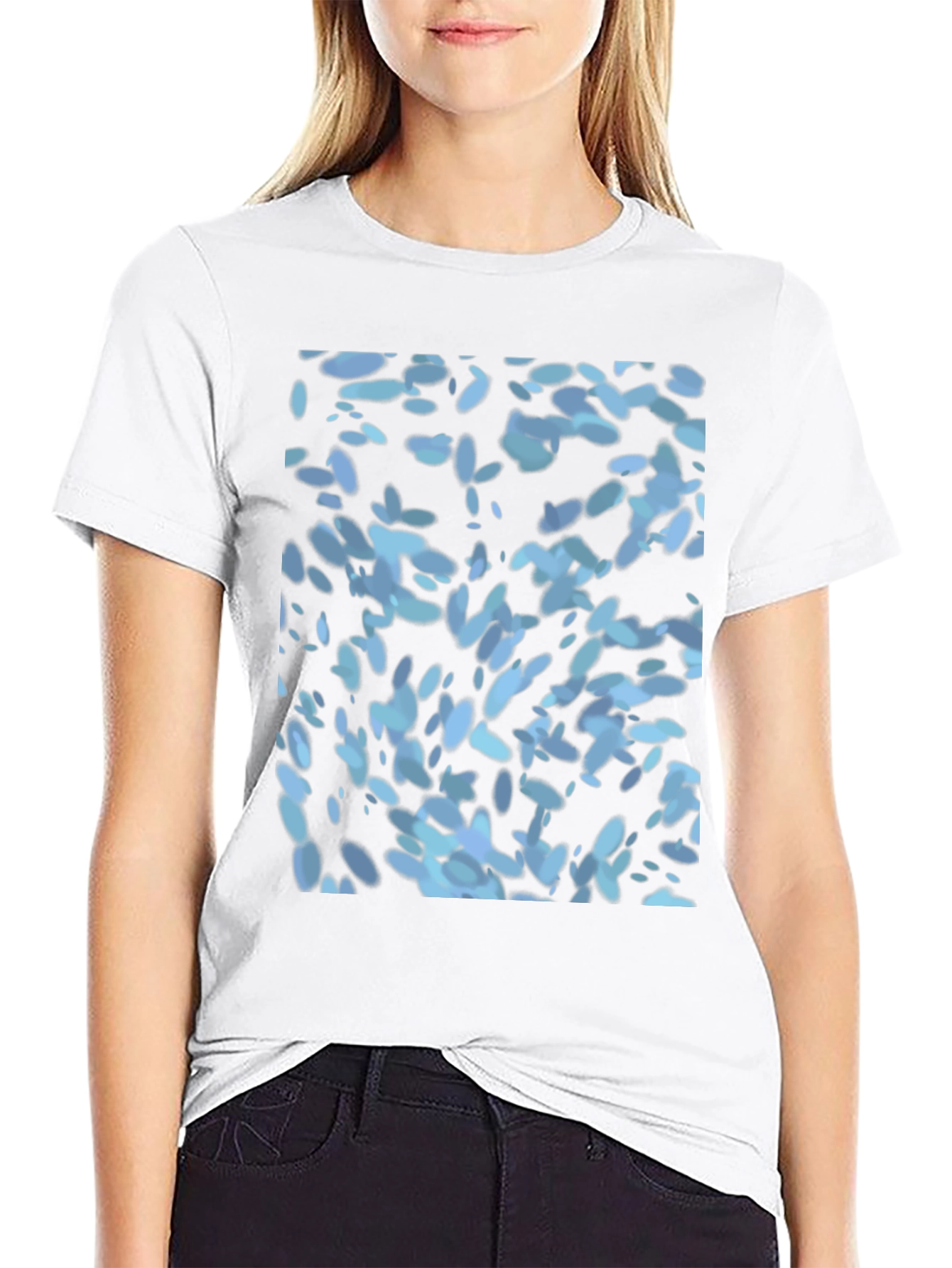 Abstract Blue Pattern Black T-Shirt