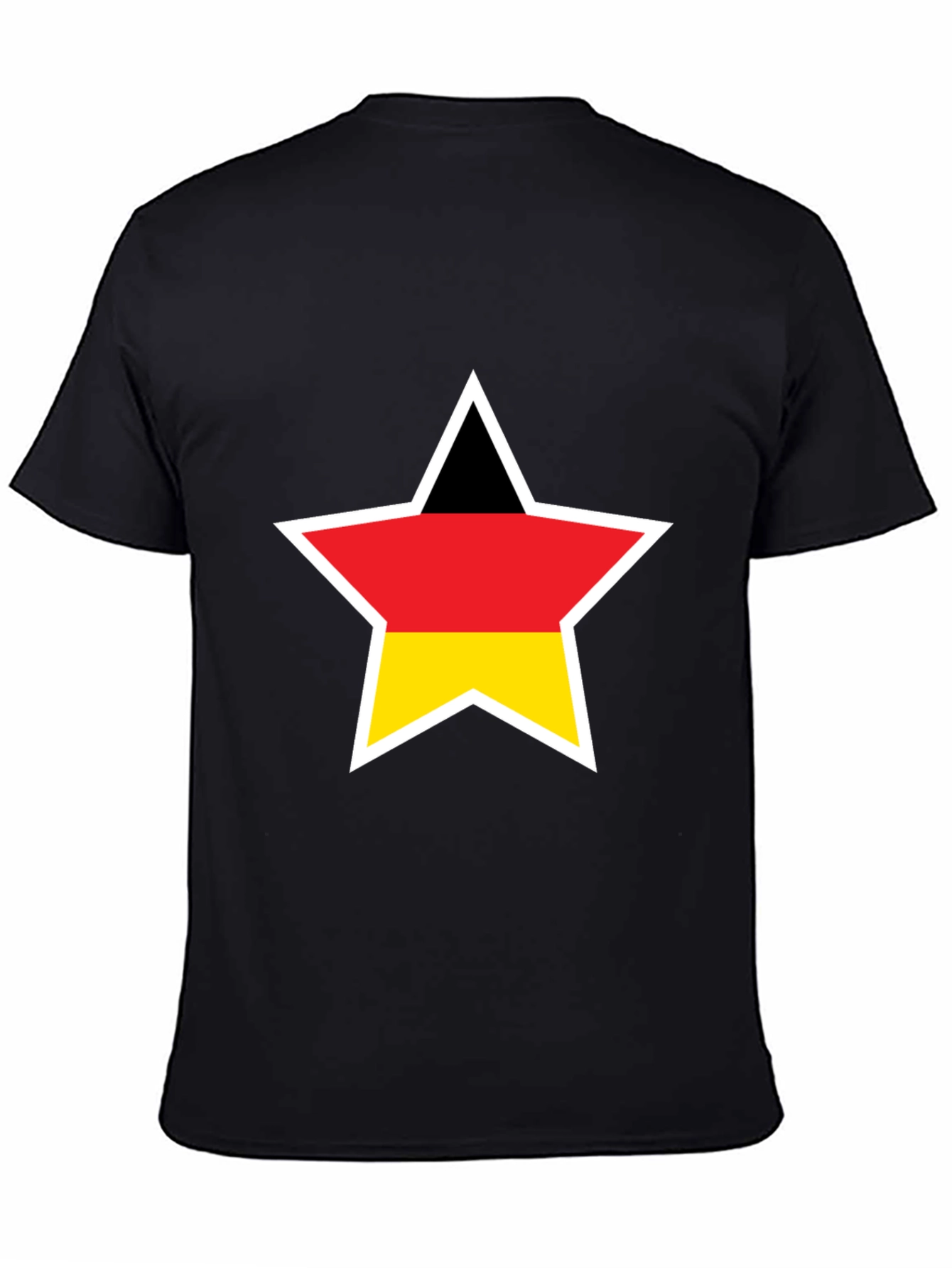 German Flag Star T-Shirt - Black Crew Neck Tee