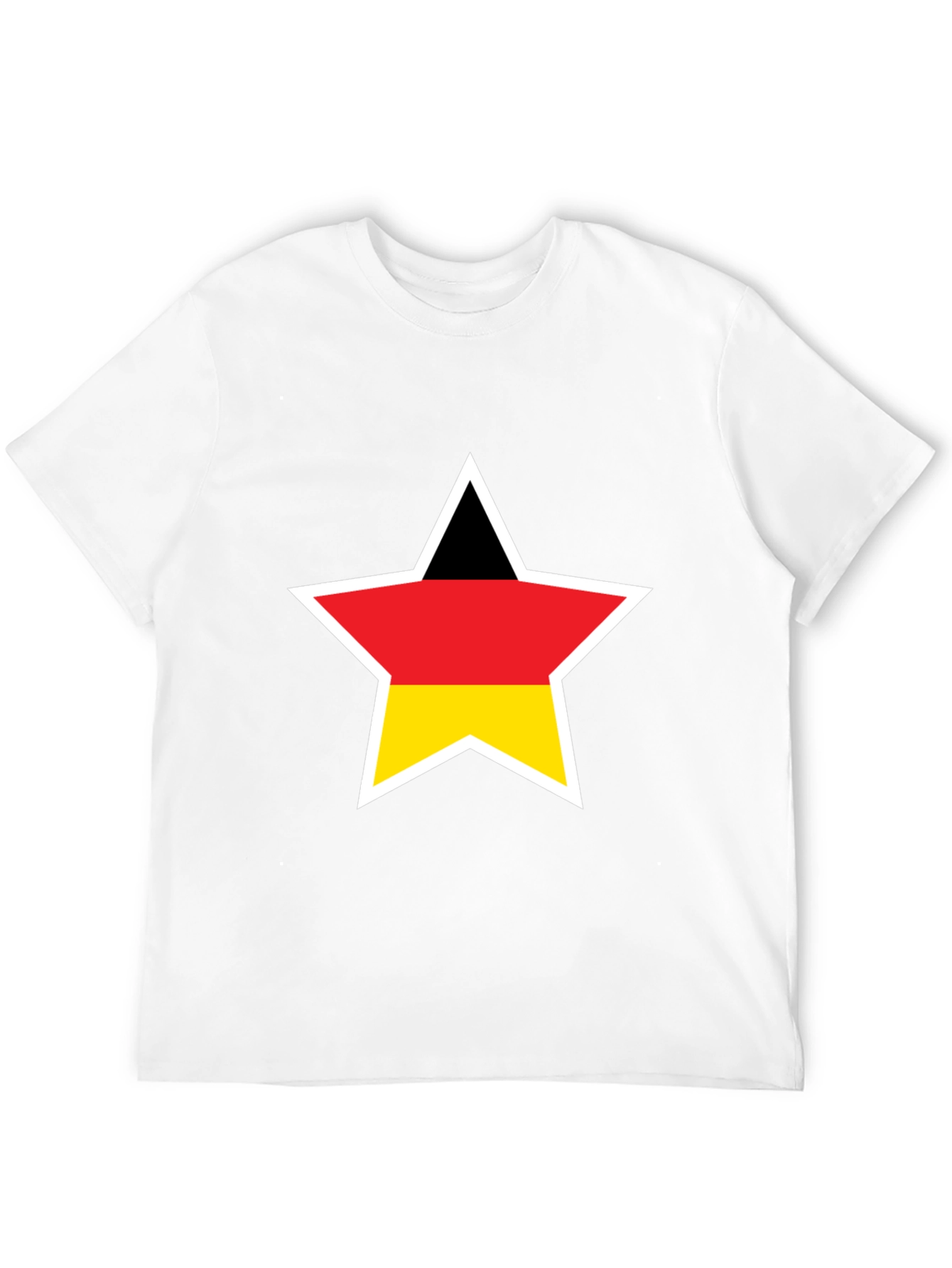 German Flag Star T-Shirt - Black Crew Neck Tee
