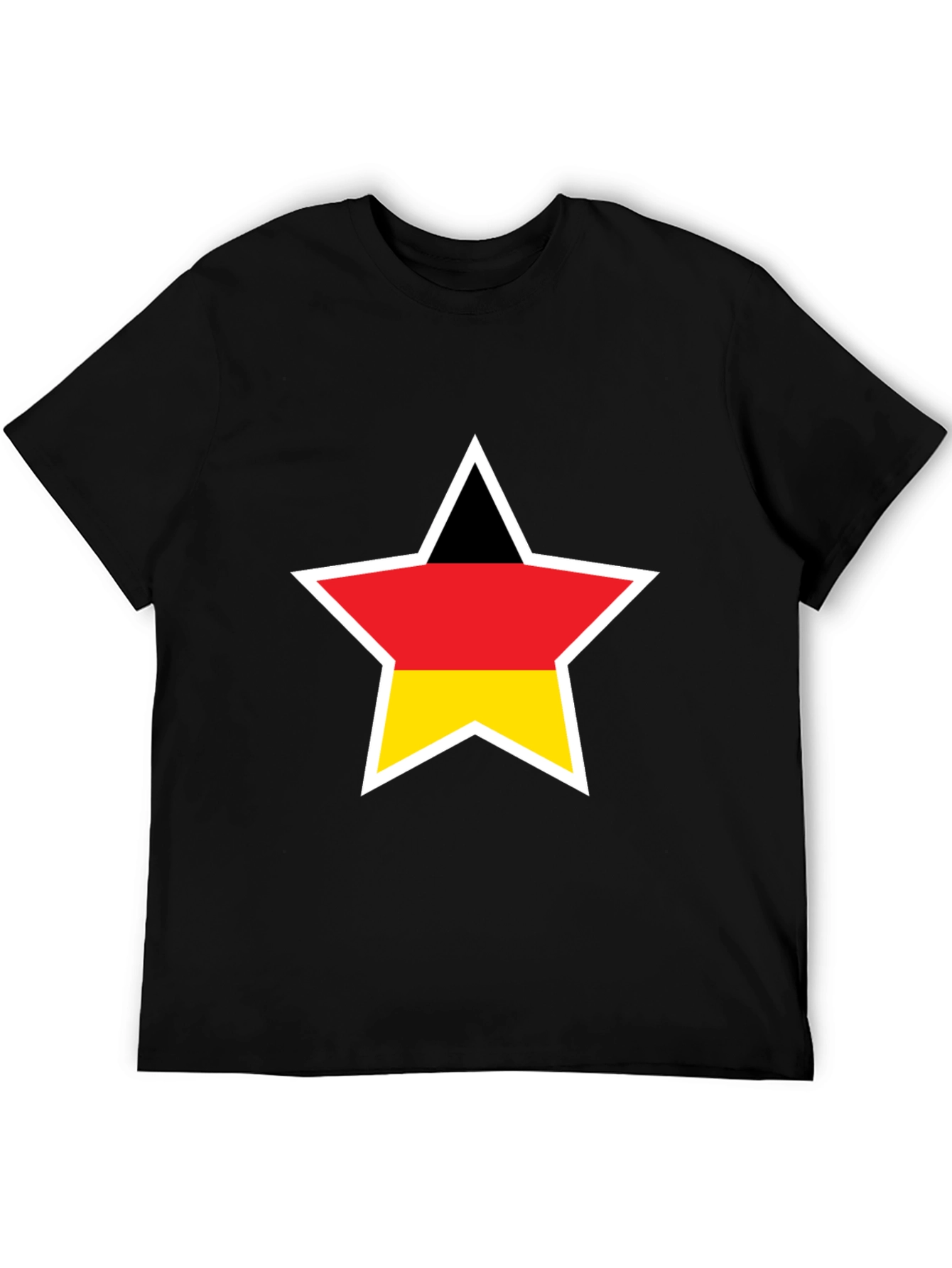 German Flag Star T-Shirt - Black Crew Neck Tee