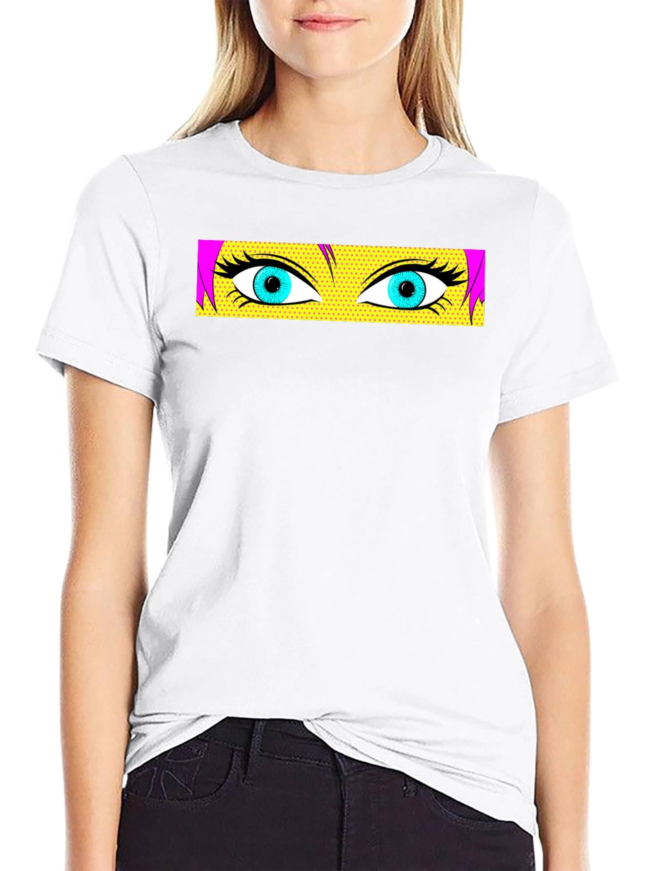 Pop Art Eyes Graphic Black T-Shirt