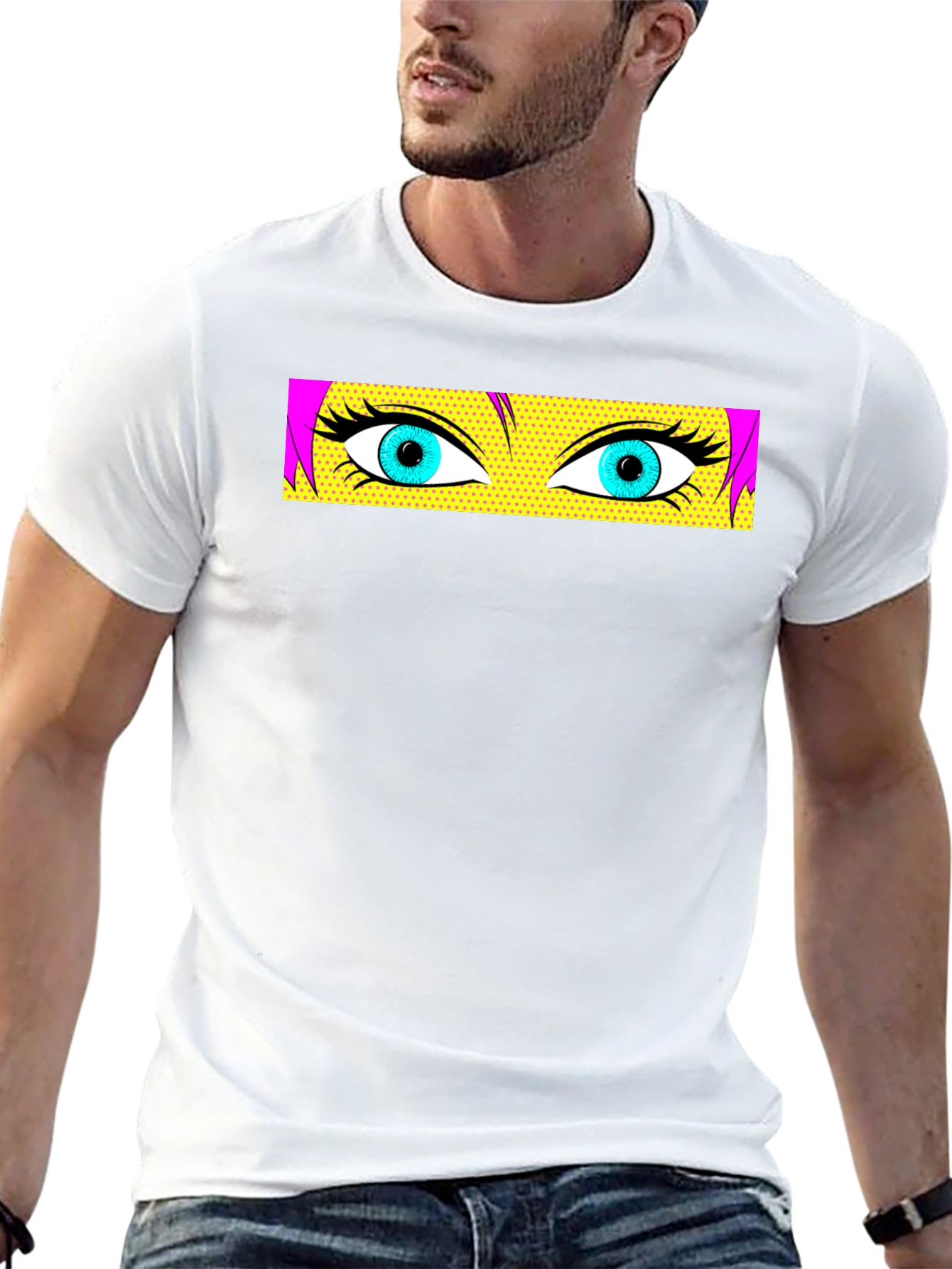 Pop Art Eyes Graphic Black T-Shirt