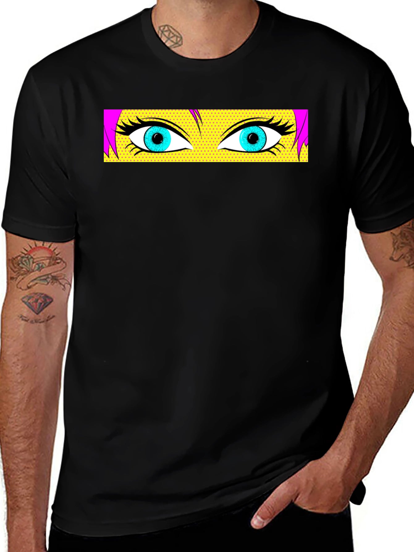 Pop Art Eyes Graphic Black T-Shirt