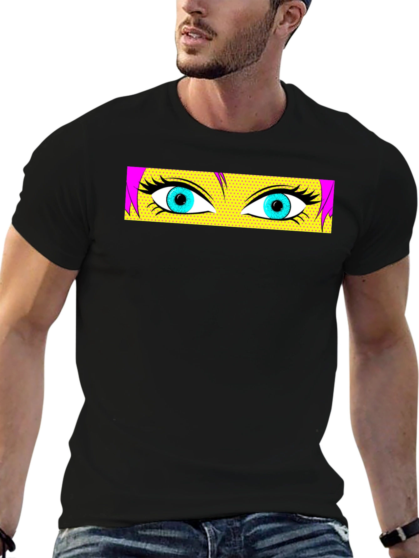 Pop Art Eyes Graphic Black T-Shirt