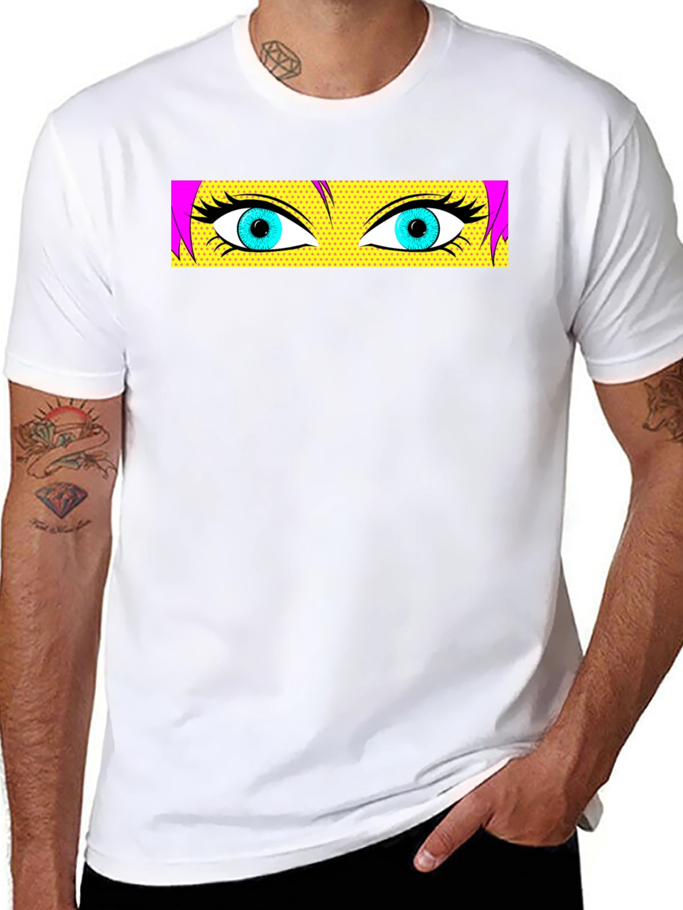 Pop Art Eyes Graphic Black T-Shirt