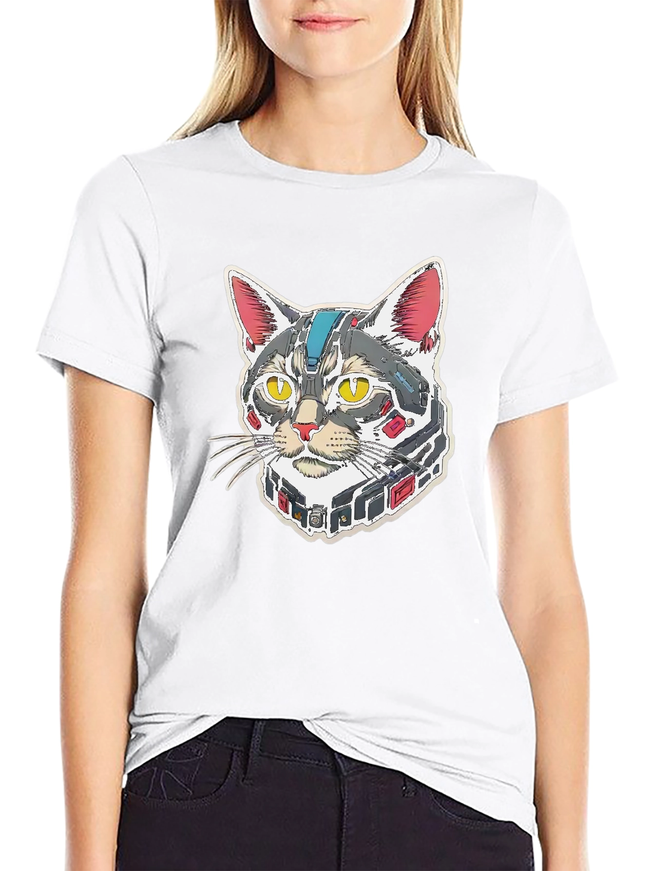Cyber Cat T-Shirt - Robotic Style