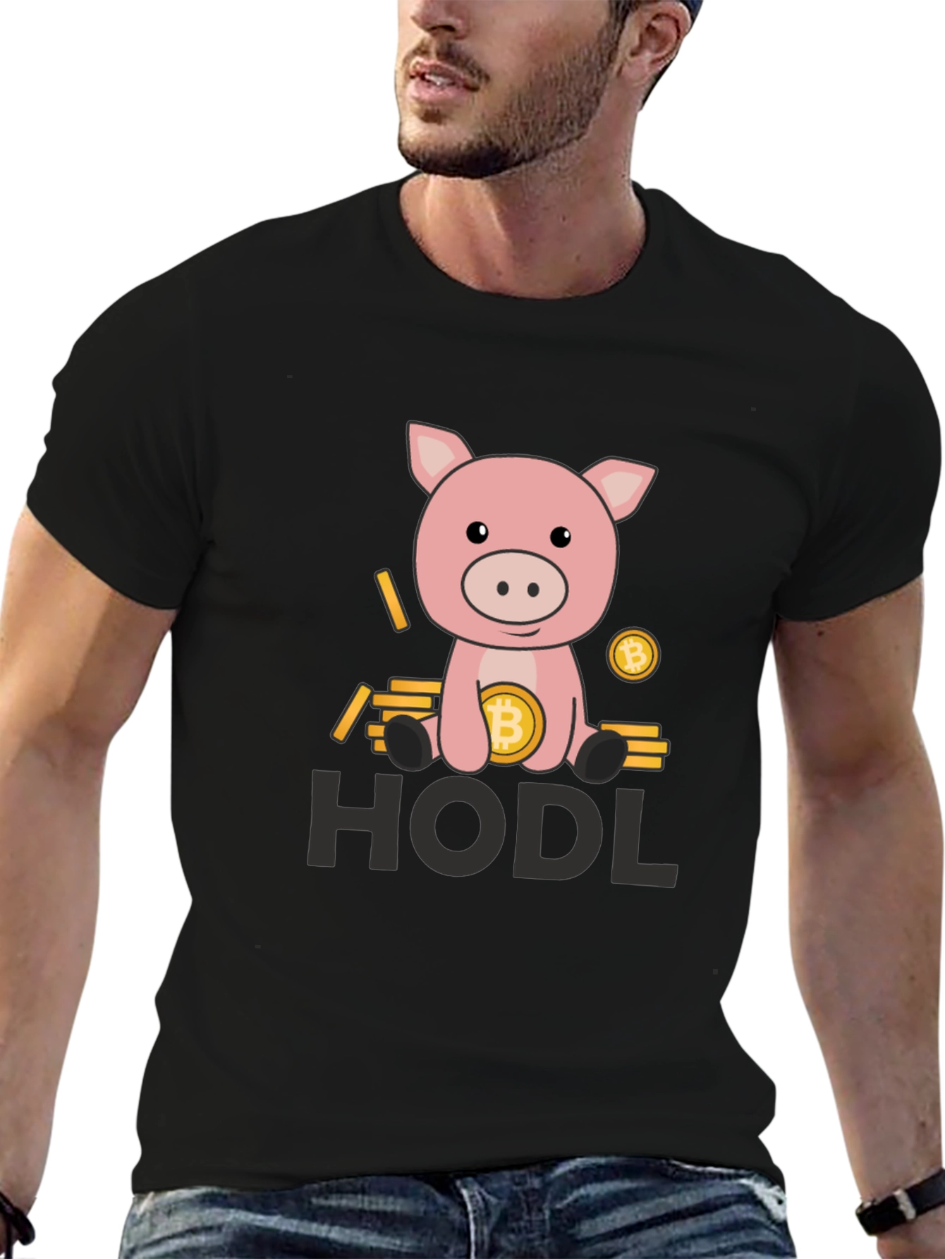 HODL Bitcoin Pig Black T-Shirt