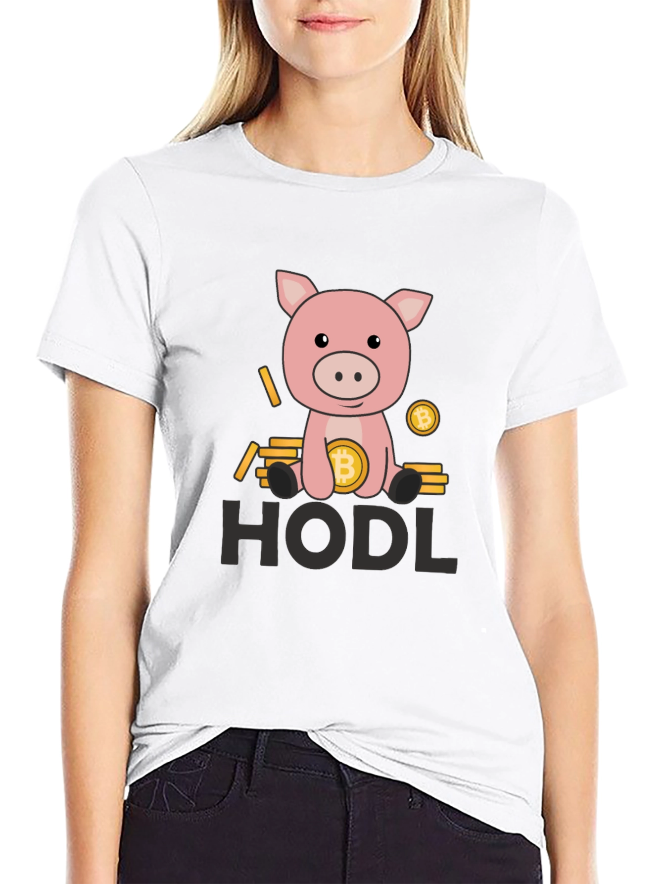 HODL Bitcoin Pig Black T-Shirt