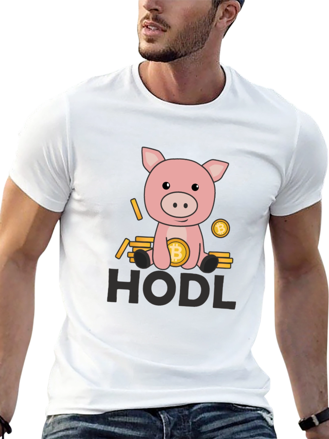 HODL Bitcoin Pig Black T-Shirt