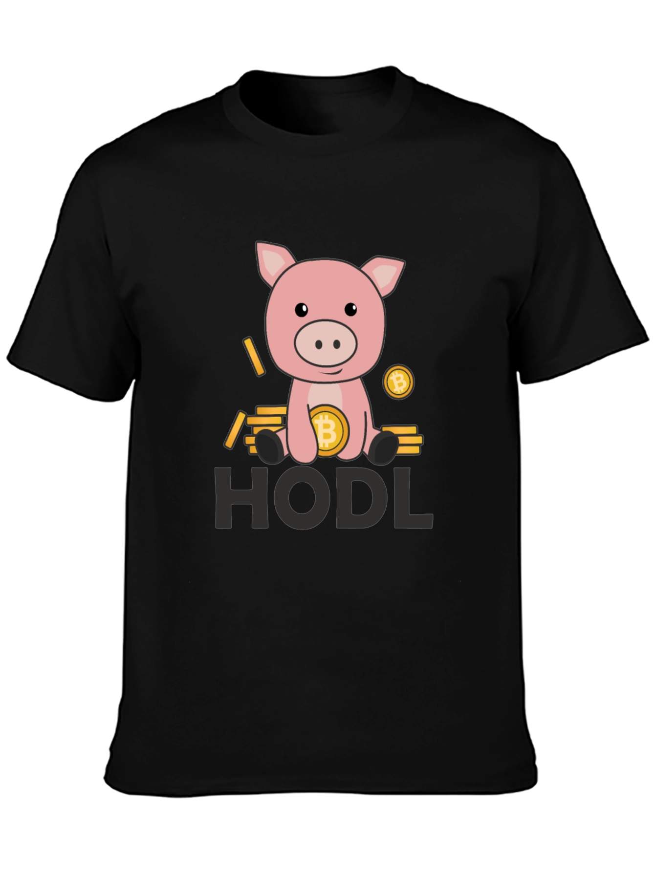 HODL Bitcoin Pig Black T-Shirt