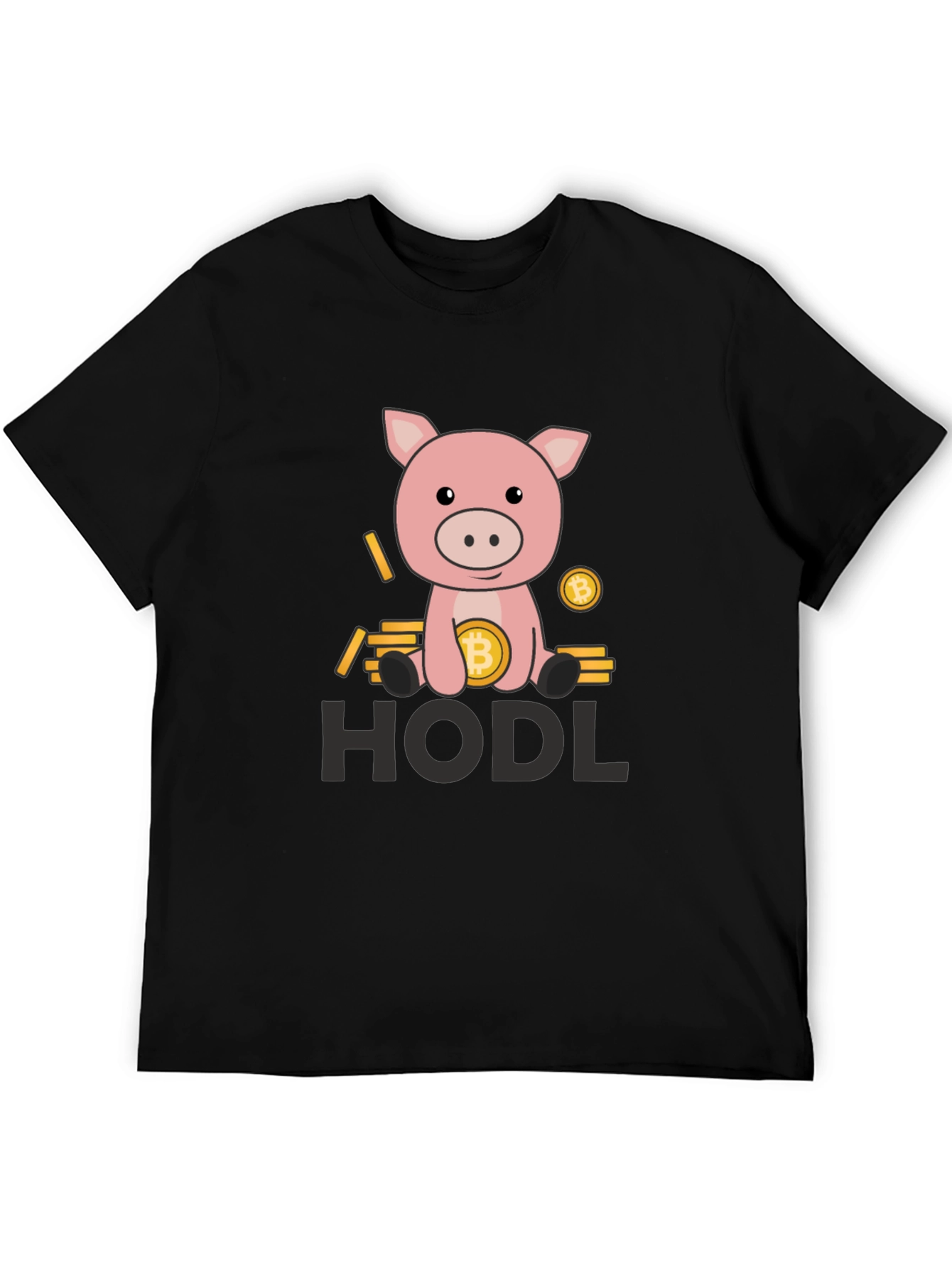 HODL Bitcoin Pig Black T-Shirt
