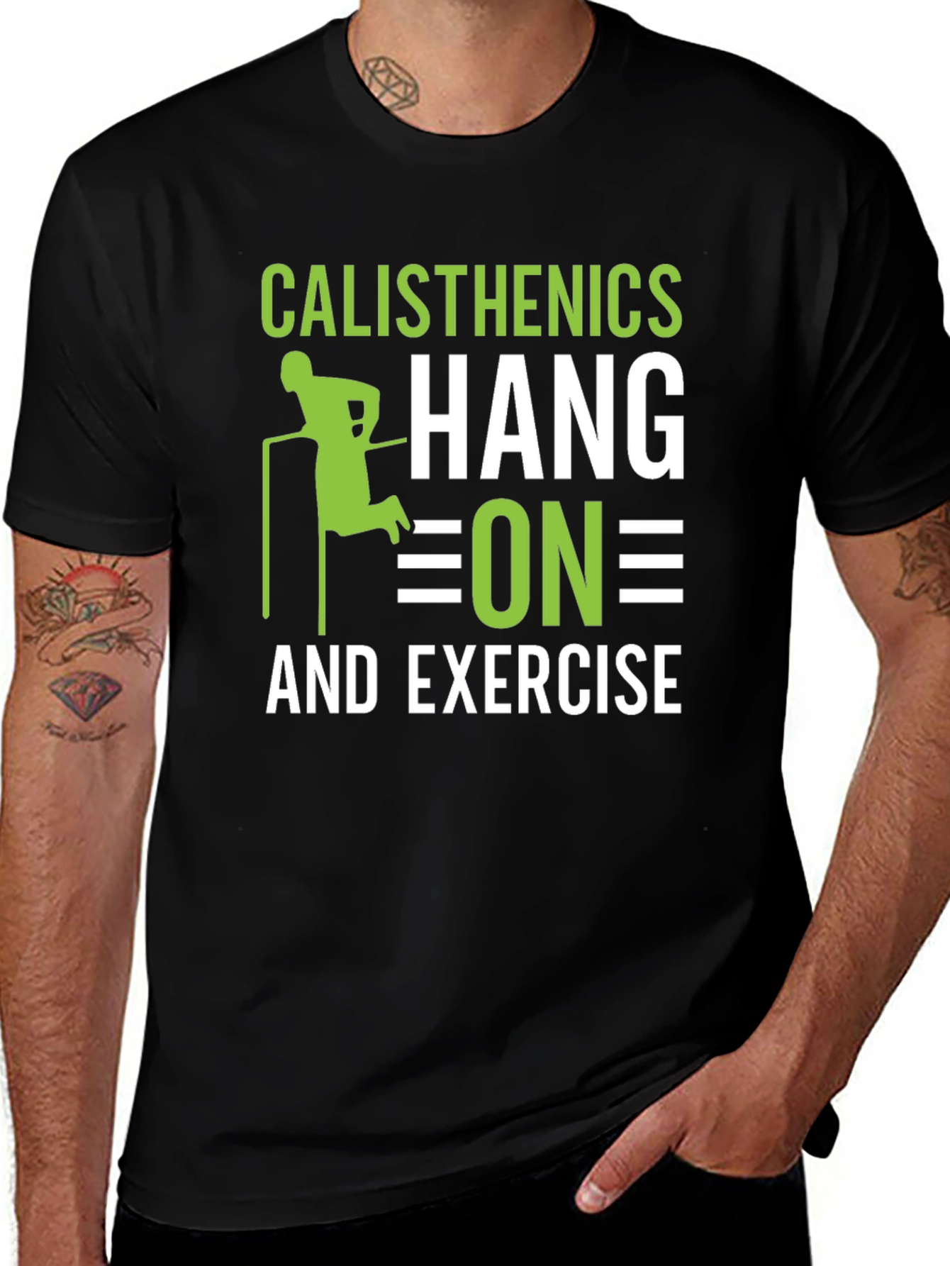 Calisthenics Hang On and Exercise Black T-Shirt