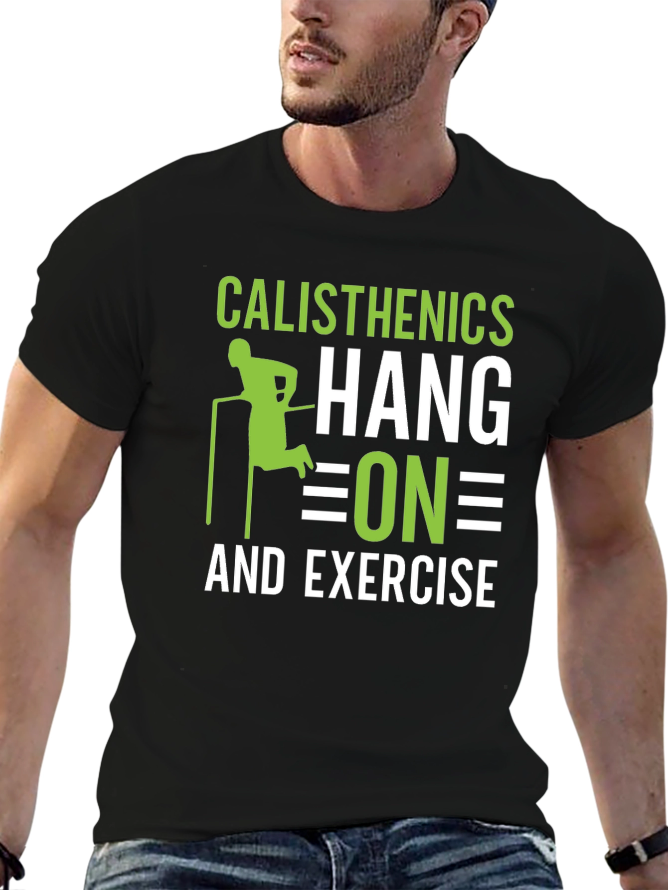 Calisthenics Hang On and Exercise Black T-Shirt
