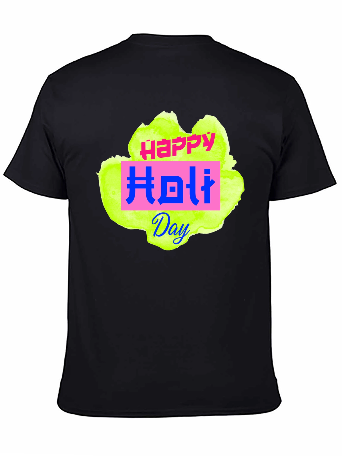 Happy Holi Day Black T-Shirt