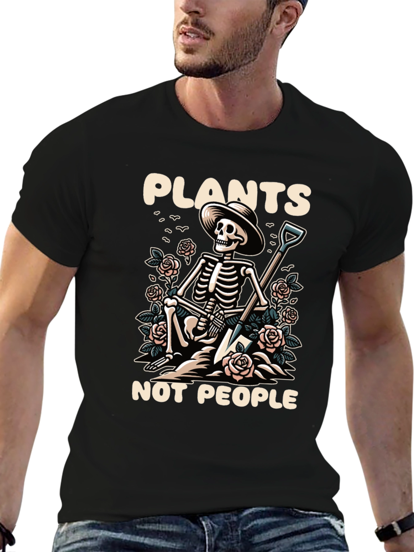 Plants Not People Skeleton Gardener T-Shirt