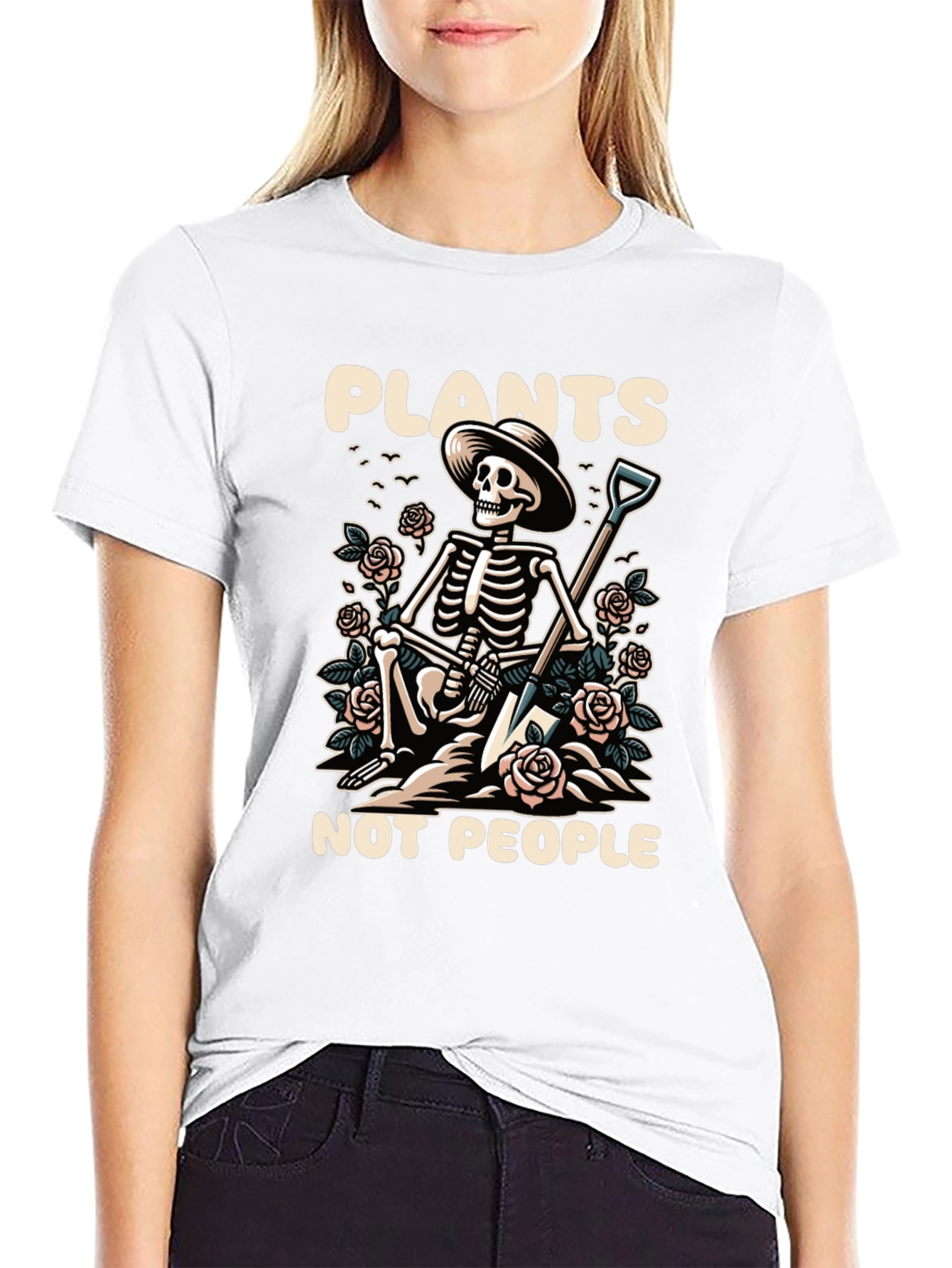 Plants Not People Skeleton Gardener T-Shirt