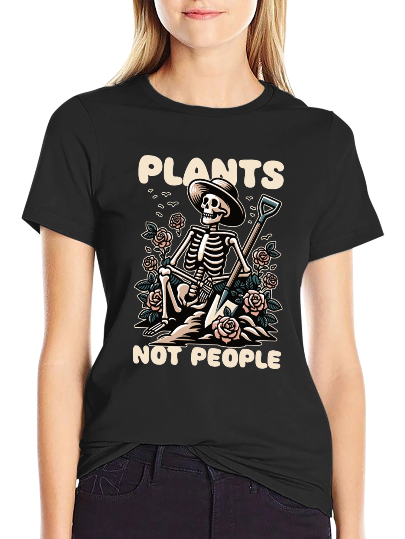 Plants Not People Skeleton Gardener T-Shirt