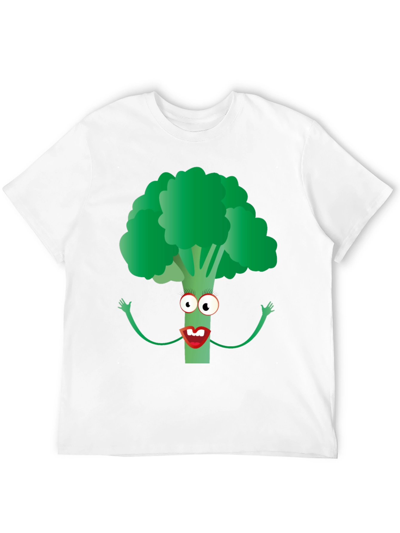 Broccoli Character Graphic Tee - Black Cotton Blend