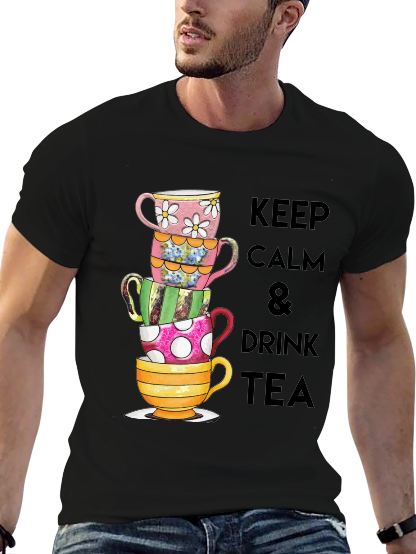 Keep Calm & Drink Tea Graphic T-Shirt