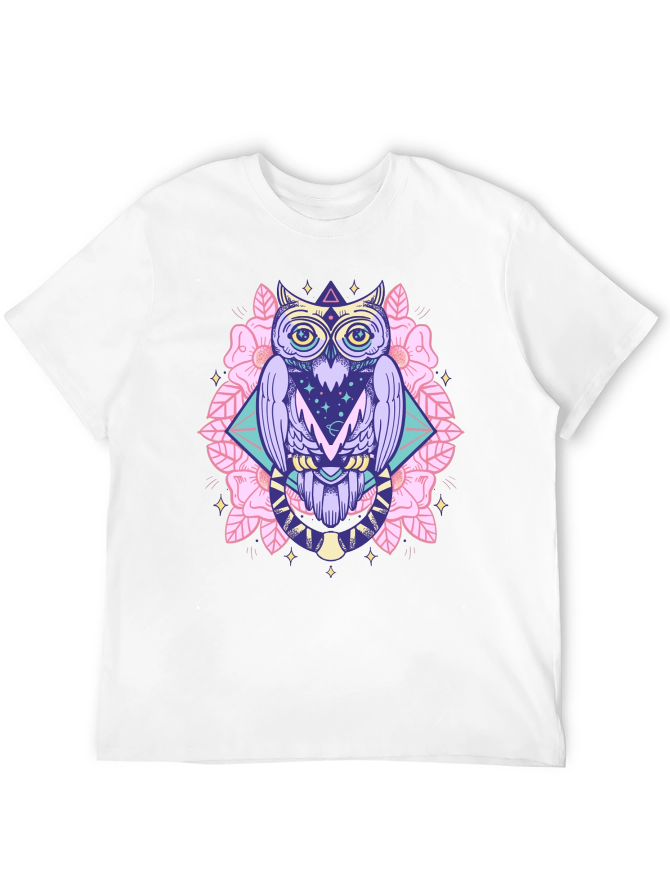 Mystical Owl Graphic Tee - Black Cotton Shirt