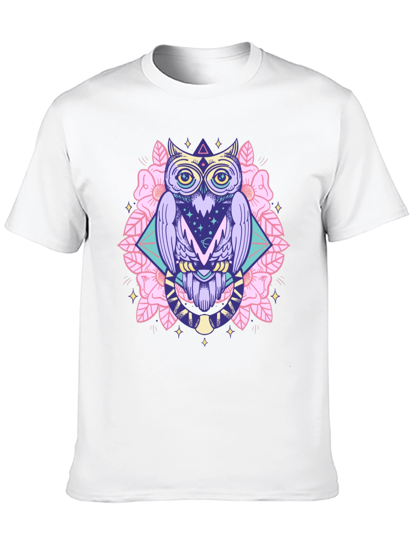 Mystical Owl Graphic Tee - Black Cotton Shirt