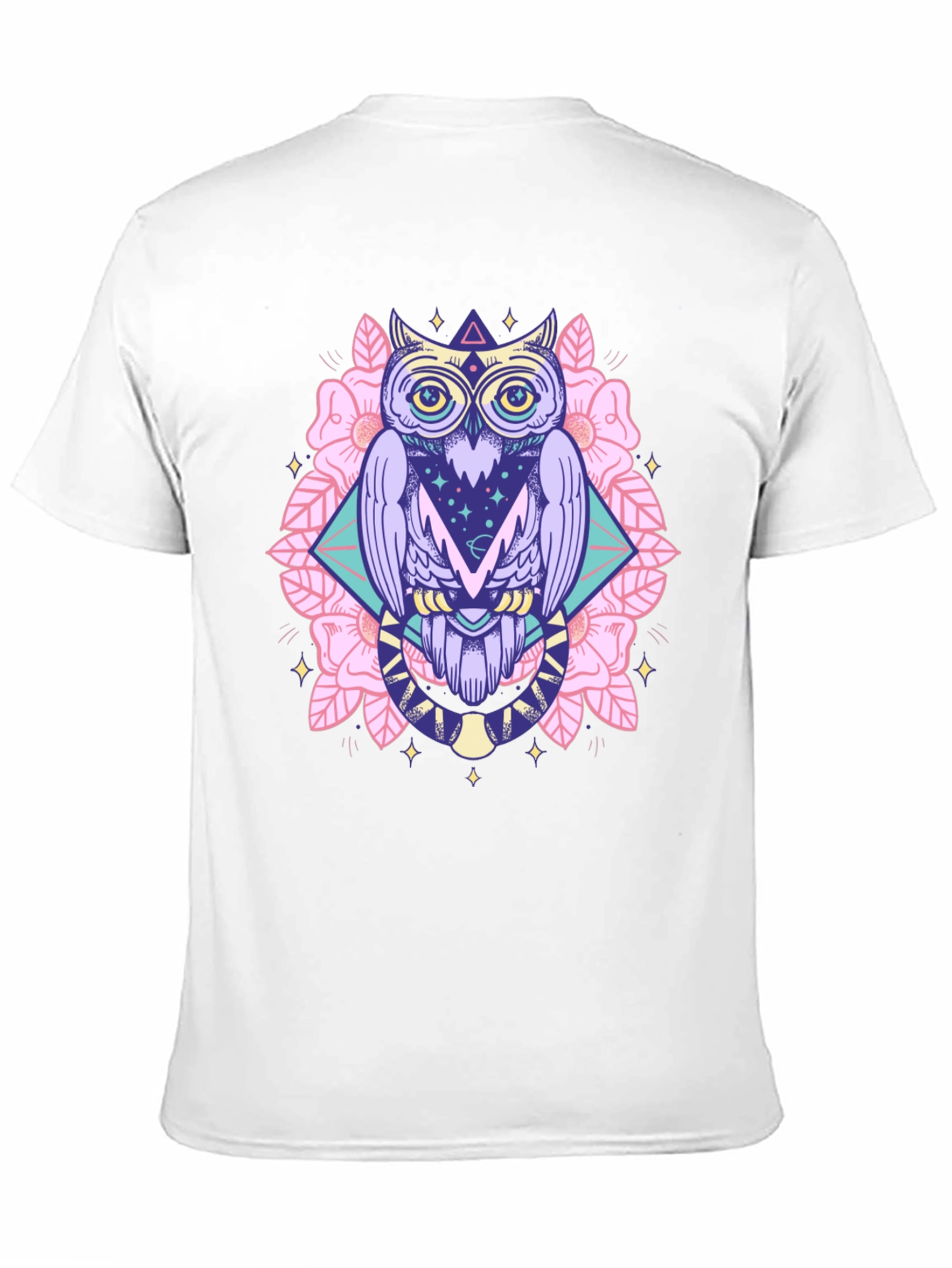Mystical Owl Graphic Tee - Black Cotton Shirt