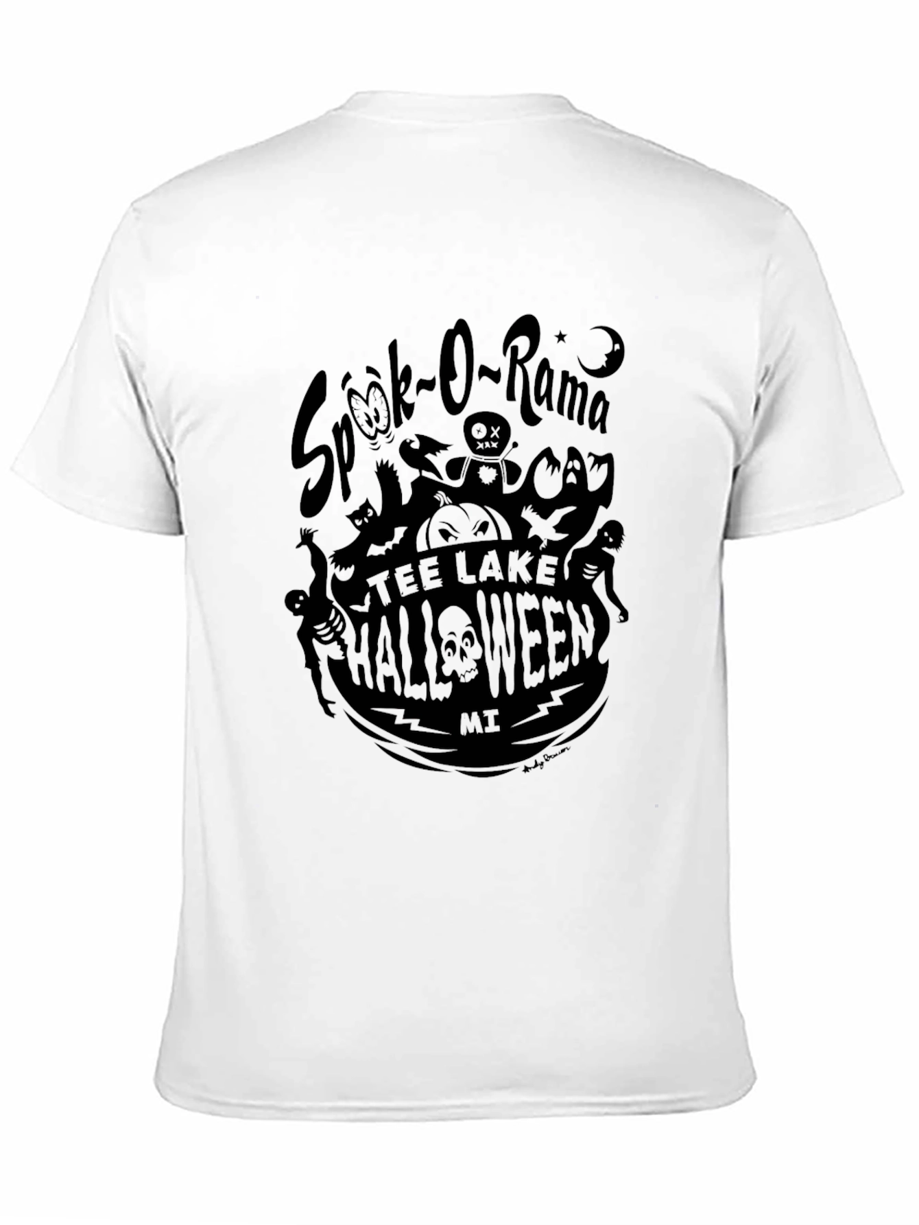 Spook-O-Rama Tee Lake Halloween Black Graphic T-Shirt