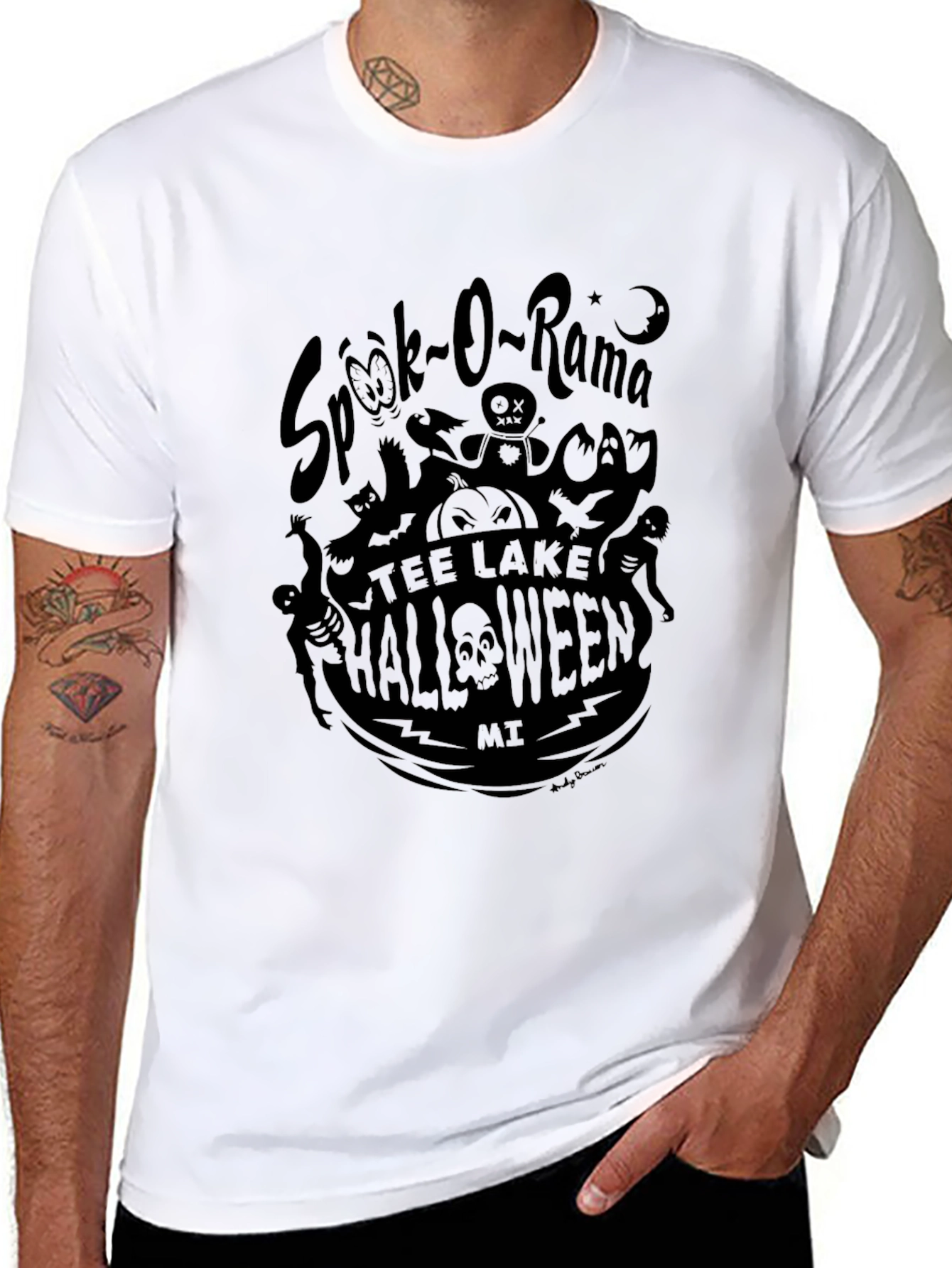 Spook-O-Rama Tee Lake Halloween Black Graphic T-Shirt