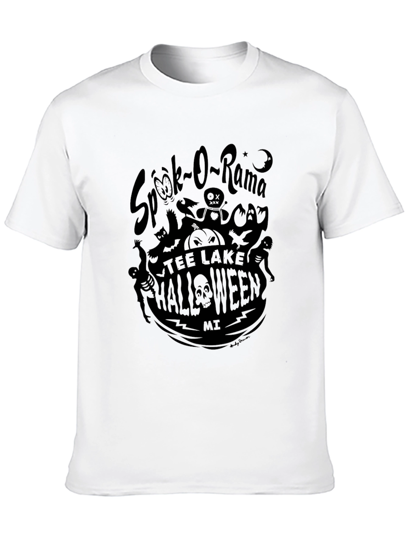 Spook-O-Rama Tee Lake Halloween Black Graphic T-Shirt