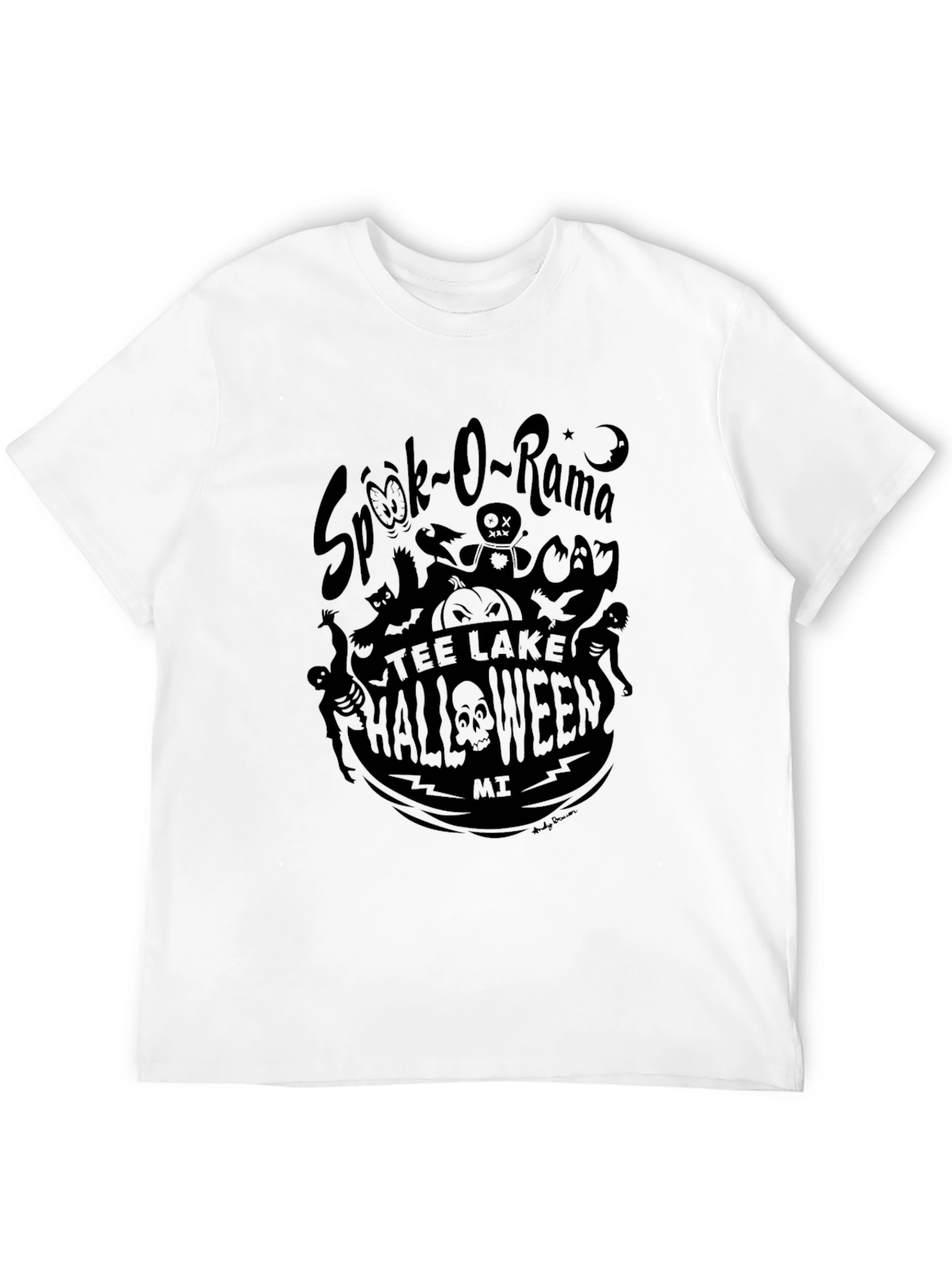 Spook-O-Rama Tee Lake Halloween Black Graphic T-Shirt