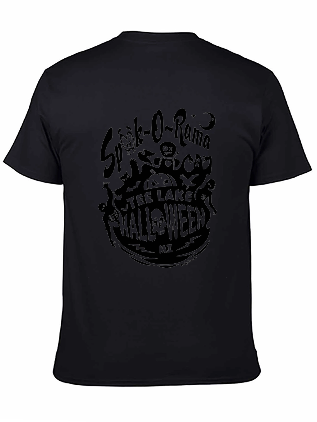 Spook-O-Rama Tee Lake Halloween Black Graphic T-Shirt
