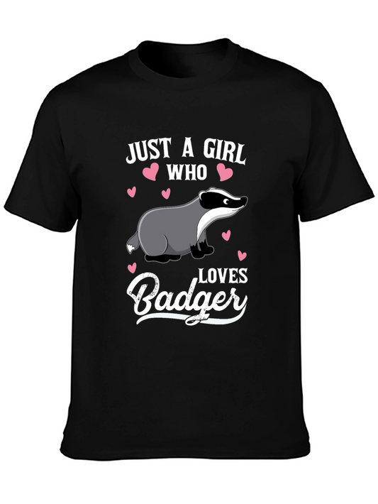 Girls Badger Lover T-Shirt - Cute Animal Graphic Tee