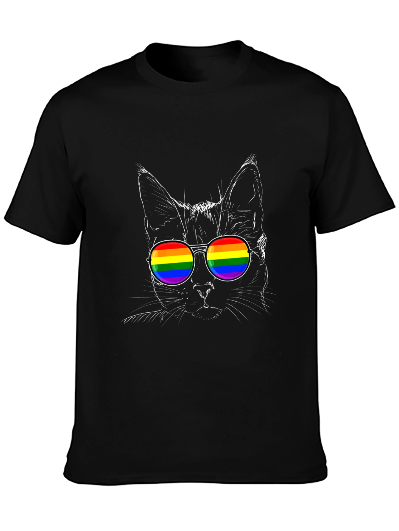 Cool Cat Pride T-Shirt - LGBTQ Rainbow Sunglasses