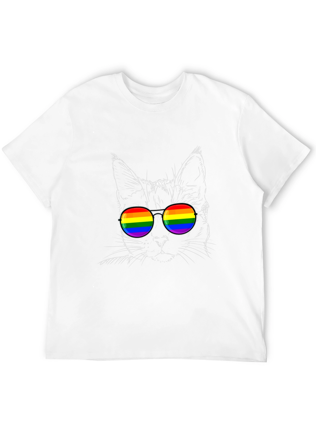 Cool Cat Pride T-Shirt - LGBTQ Rainbow Sunglasses