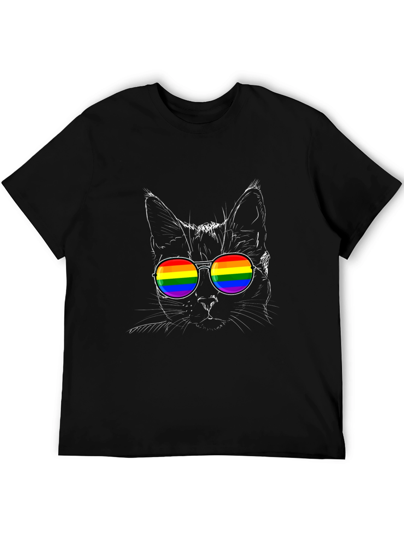 Cool Cat Pride T-Shirt - LGBTQ Rainbow Sunglasses