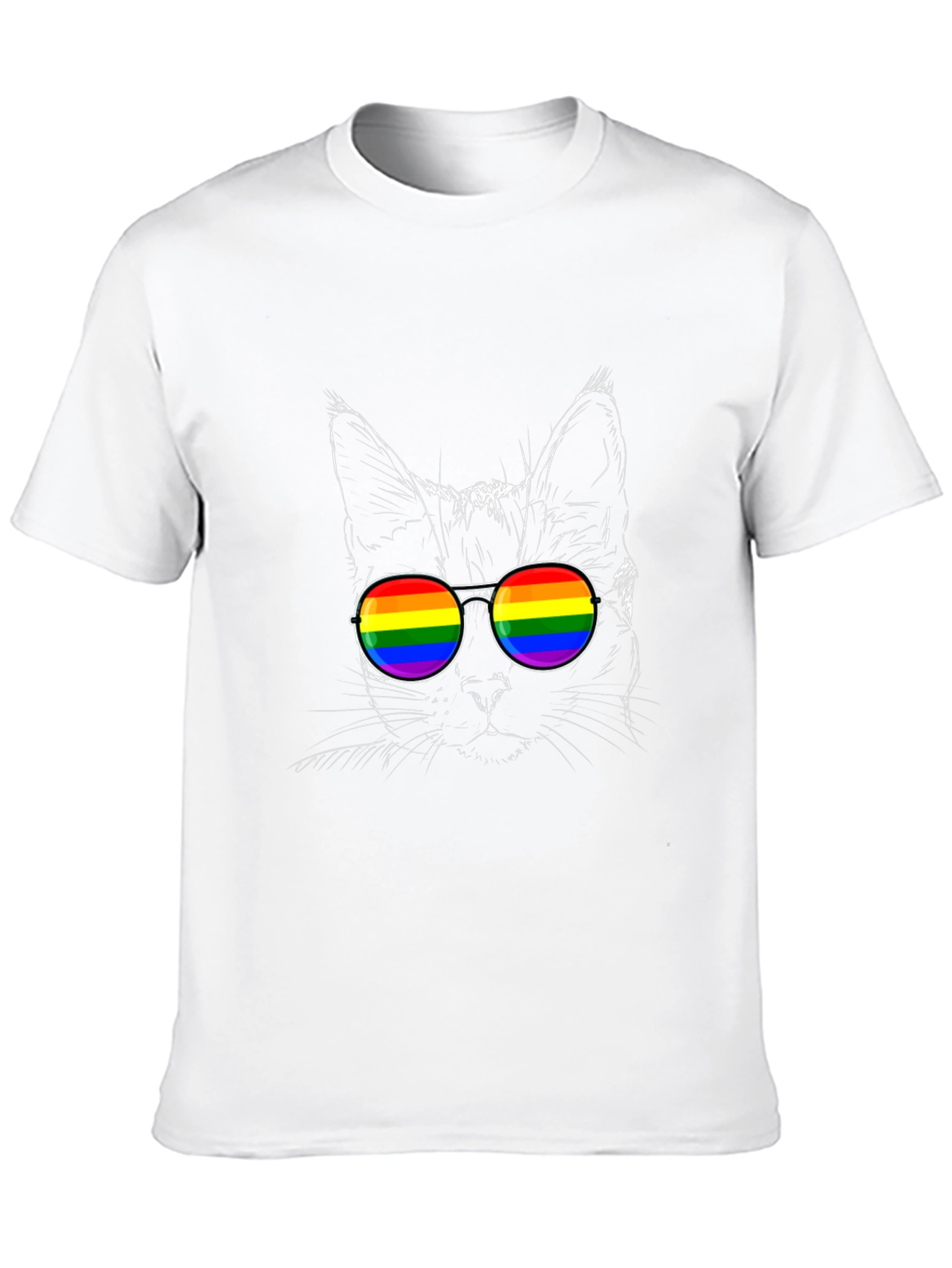 Cool Cat Pride T-Shirt - LGBTQ Rainbow Sunglasses