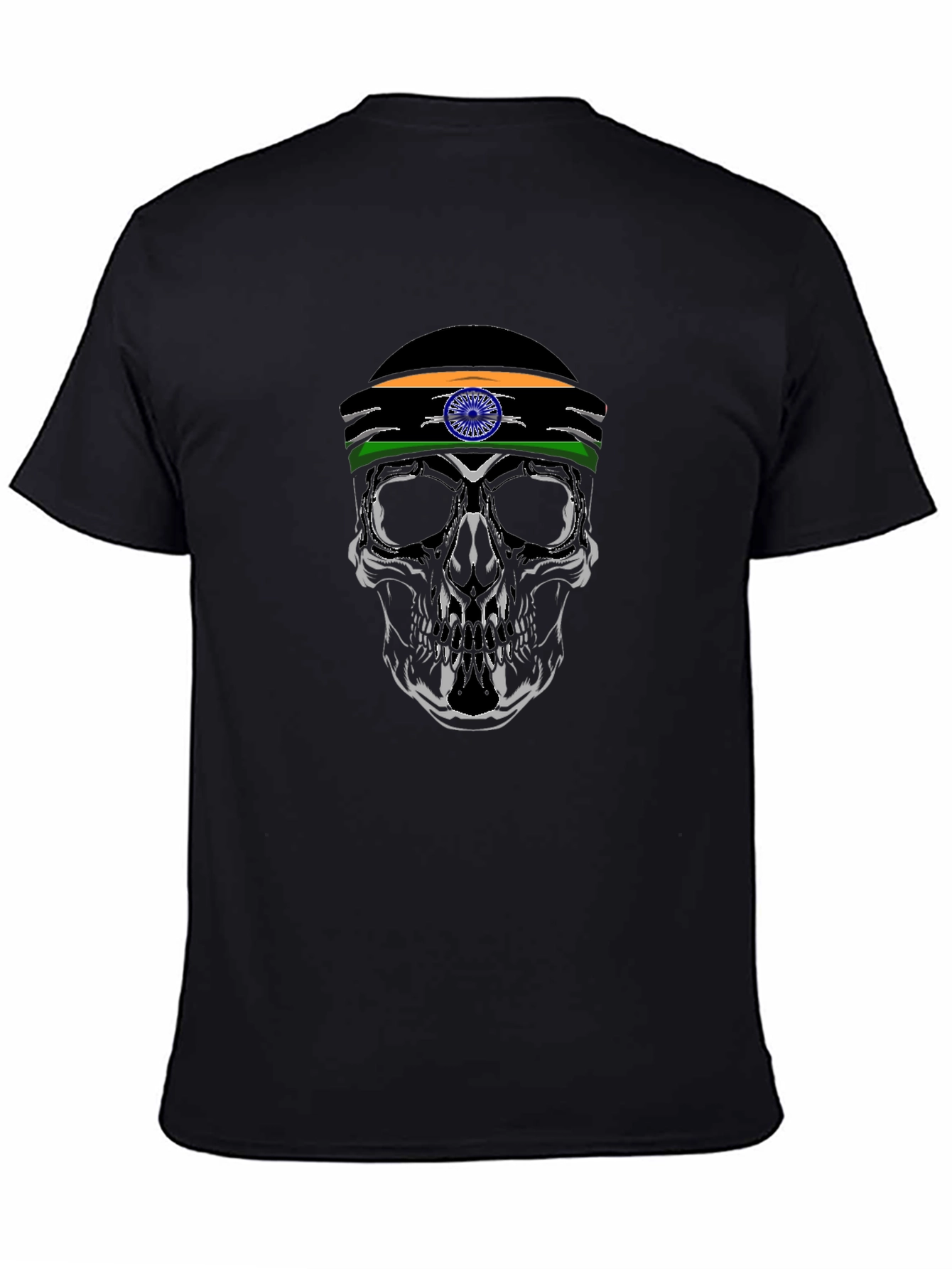 Skull with India Flag Headband - Graphic T-Shirt