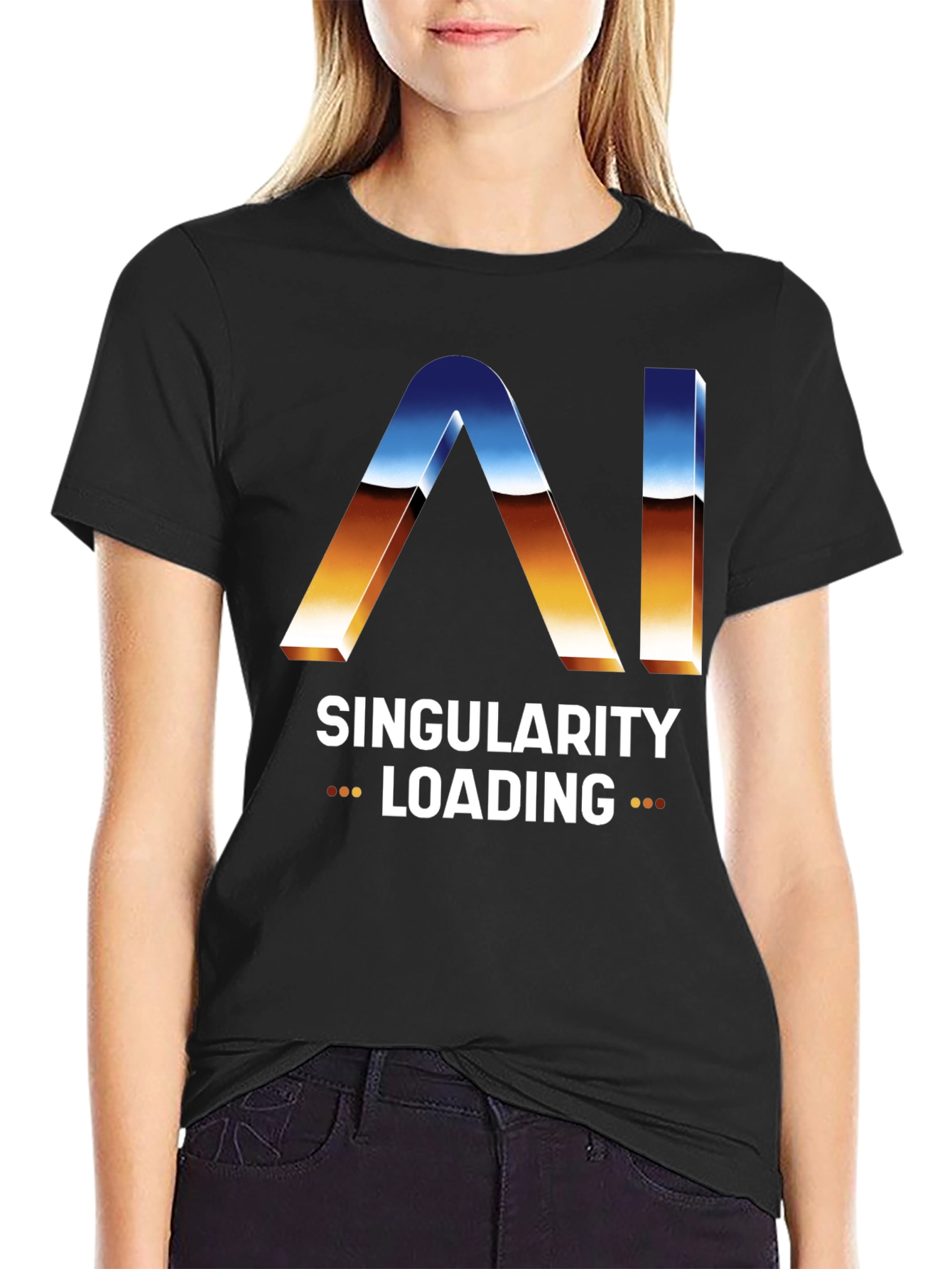 AI Singularity Loading T-Shirt - Black Graphic Tee