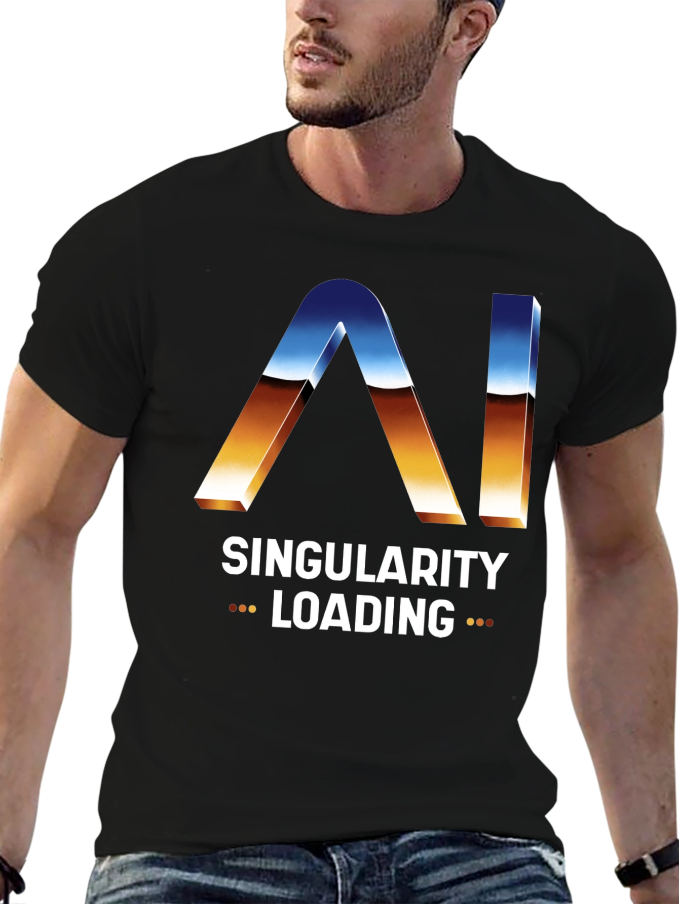 AI Singularity Loading T-Shirt - Black Graphic Tee