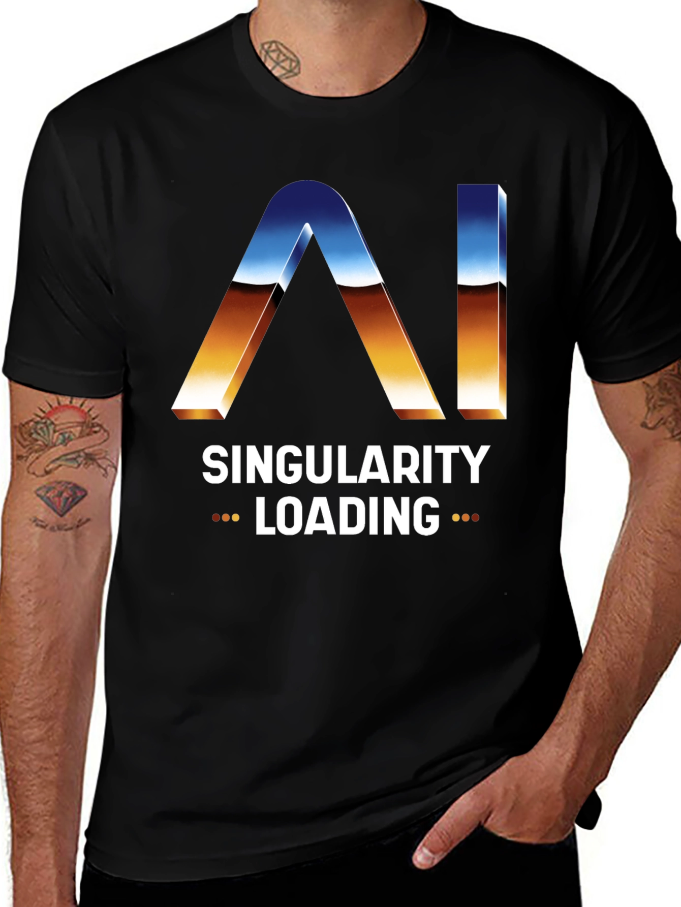 AI Singularity Loading T-Shirt - Black Graphic Tee
