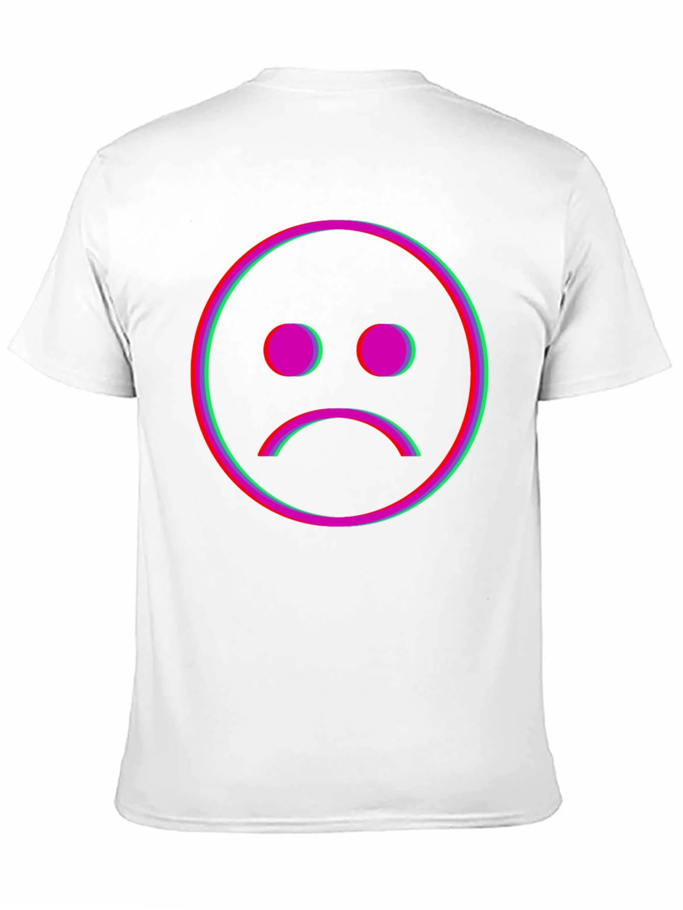 Sad Face Glitch Graphic Black T-Shirt