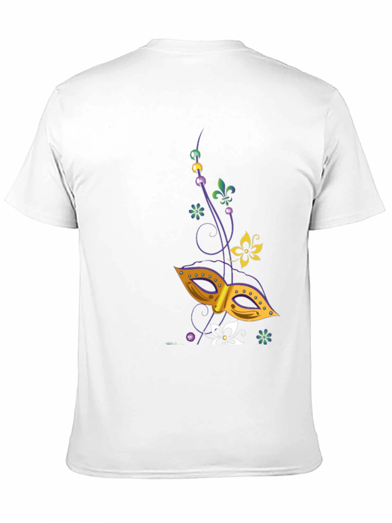 Mardi Gras Mask Graphic Tee - Mens Black T-Shirt