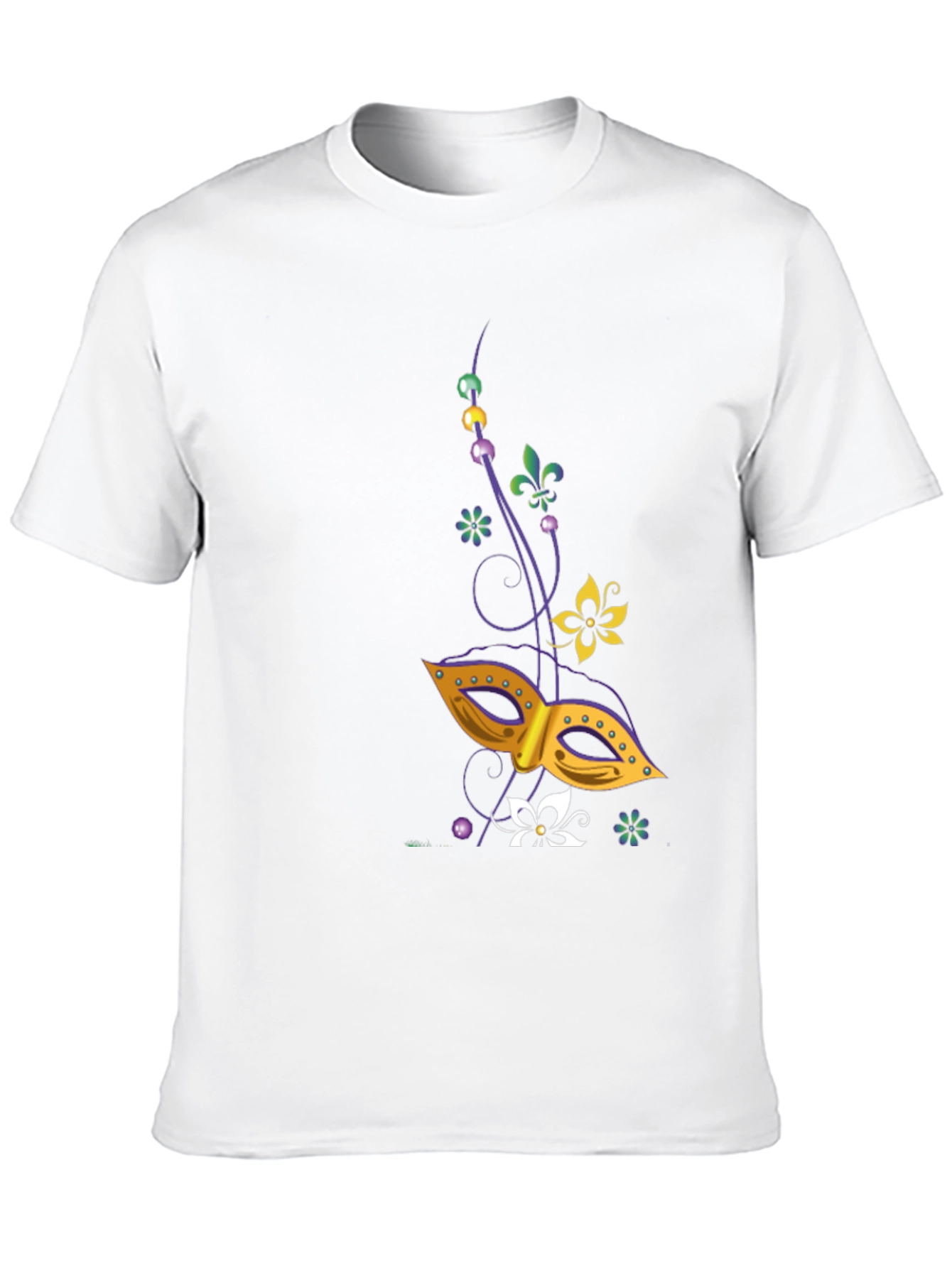 Mardi Gras Mask Graphic Tee - Mens Black T-Shirt