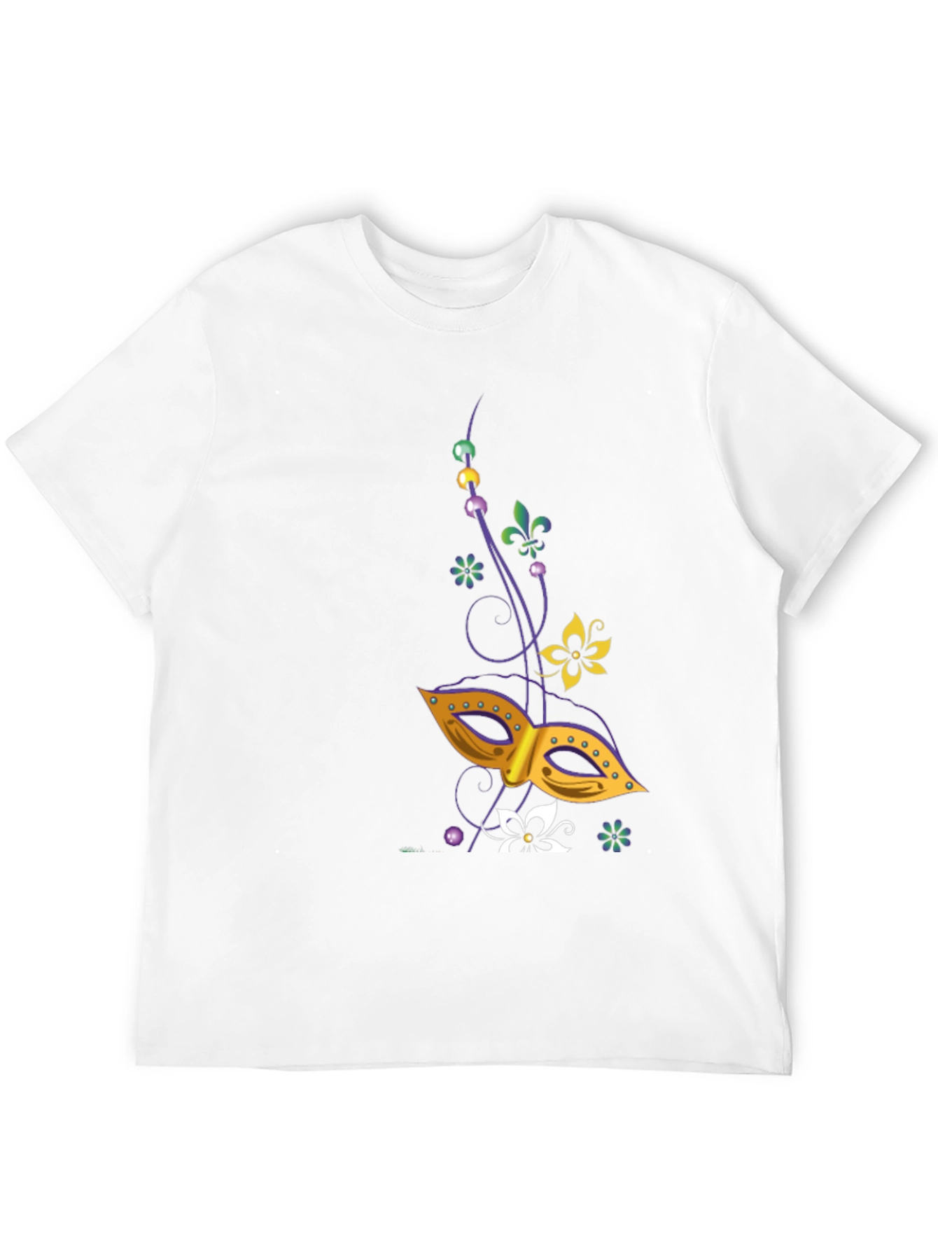 Mardi Gras Mask Graphic Tee - Mens Black T-Shirt