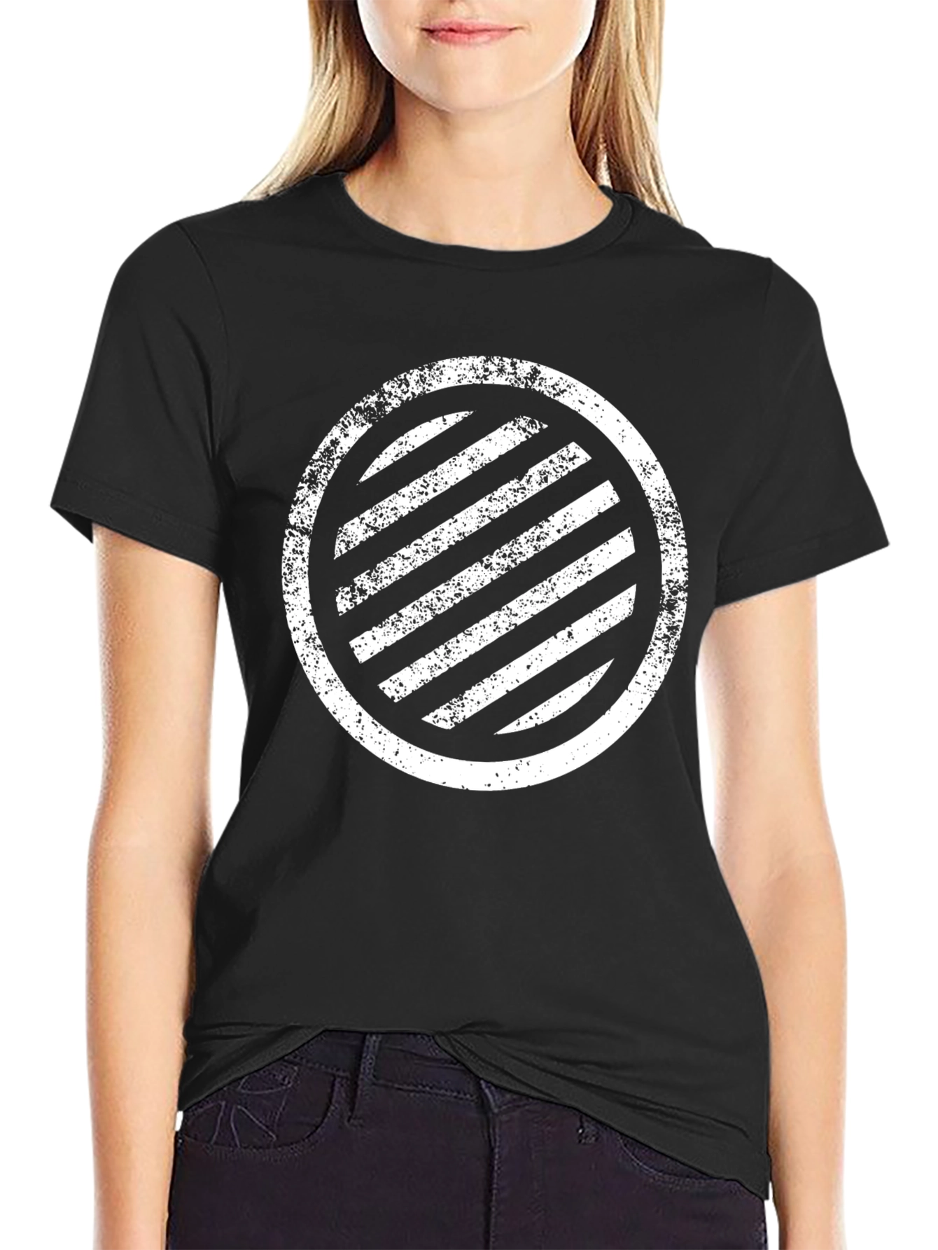Distressed Circle Stripe Graphic Tee