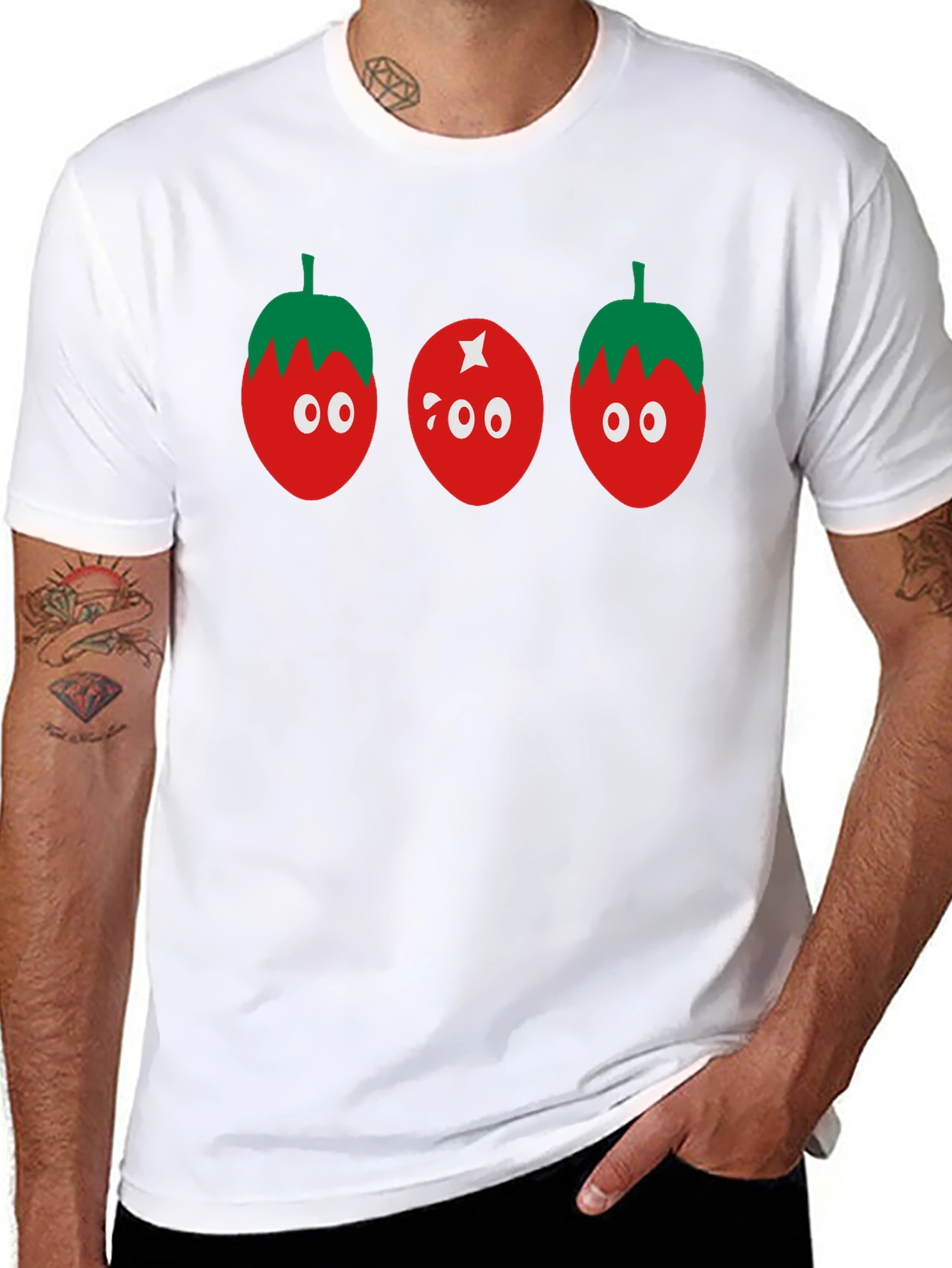 Tomato Character Graphic Tee - Black Casual Shirt