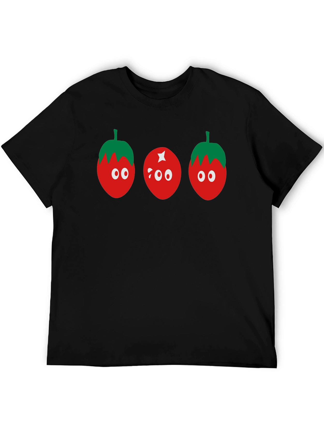 Tomato Character Graphic Tee - Black Casual Shirt