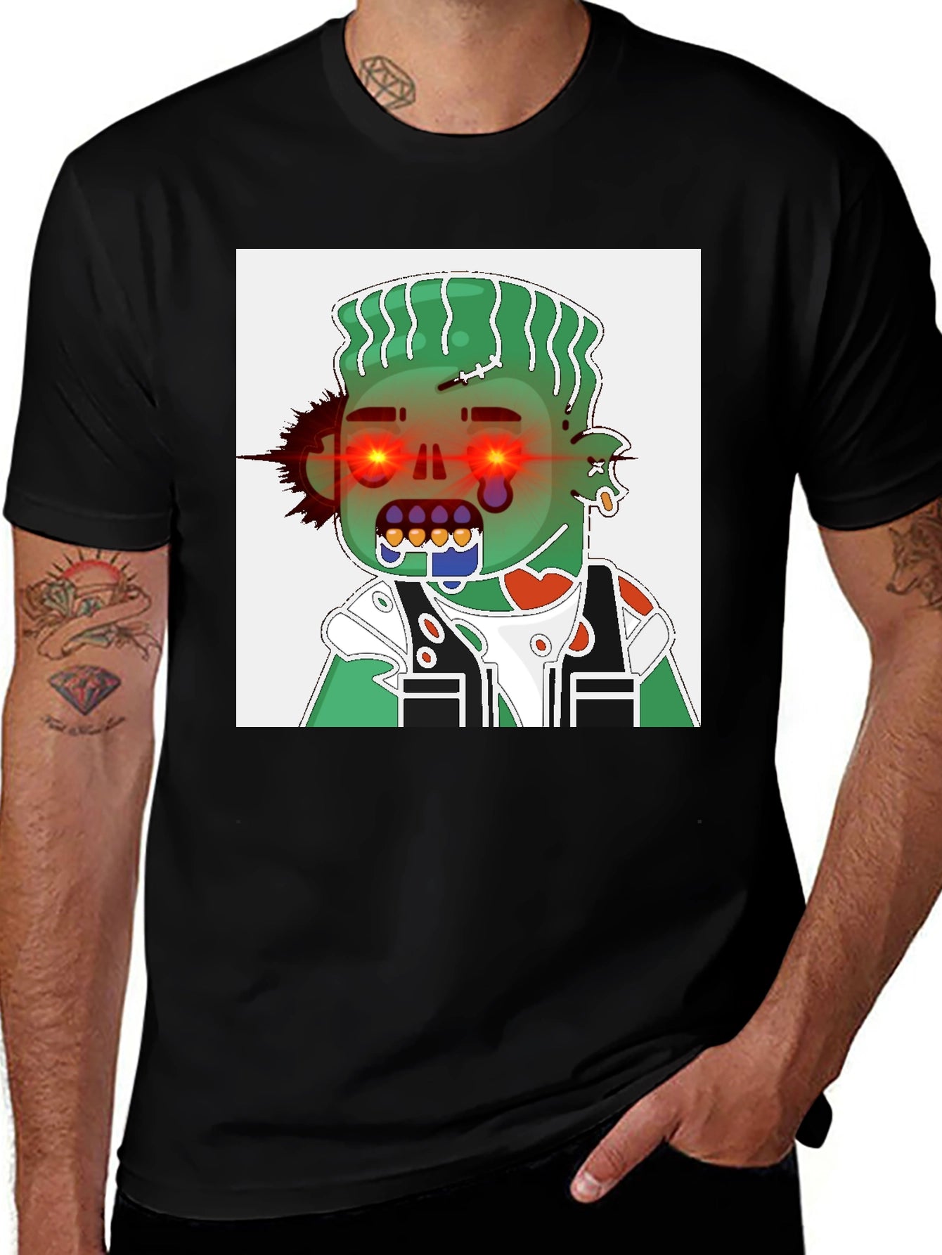 Zombie Cartoon Graphic Black T-Shirt