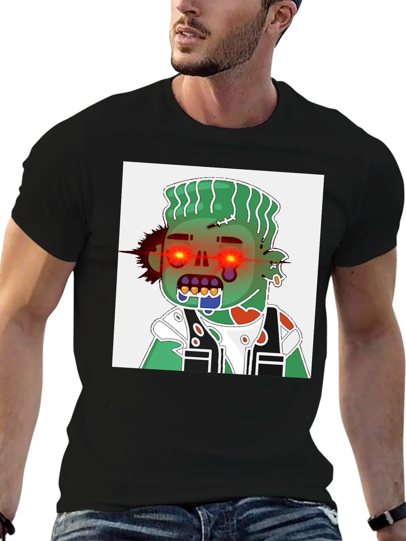 Zombie Cartoon Graphic Black T-Shirt